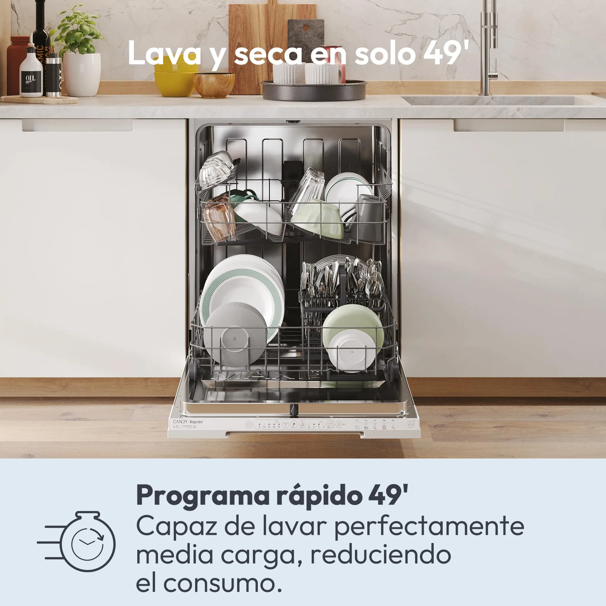 Candy CI 3E53E0W Lavavajillas Integrable 60 cm 13 Servicios 53 dBA Motor Inverter