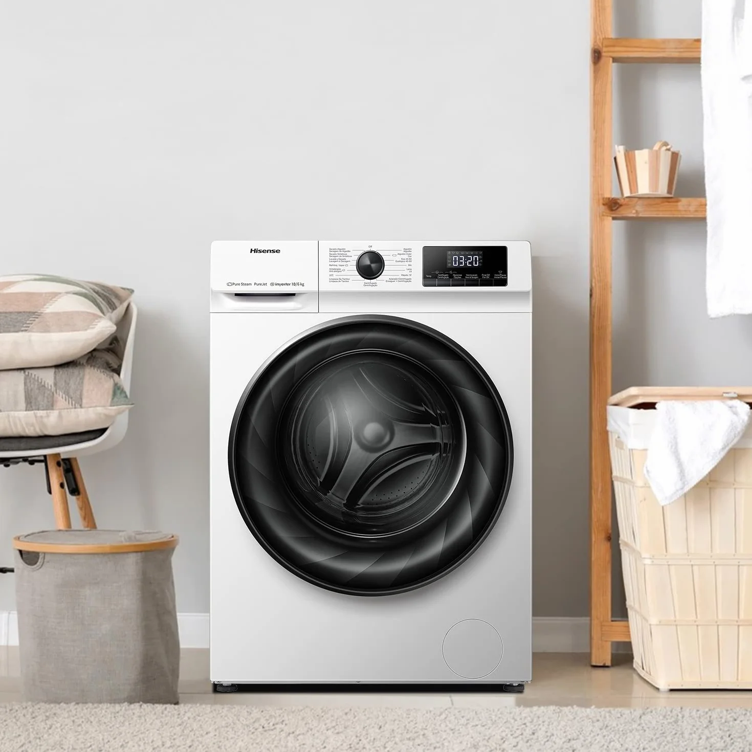 Hisense Lavadora Secadora 10KG 1400RPM Función Vapor JetWash Blanco