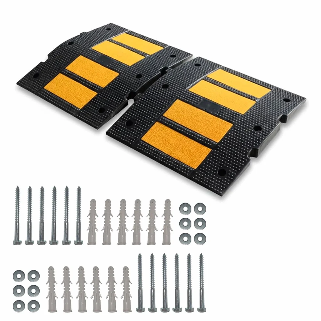 Pack de 2 Reductores de Velocidad de Caucho 5×60×50 cm Antideslizantes para Aparcamientos