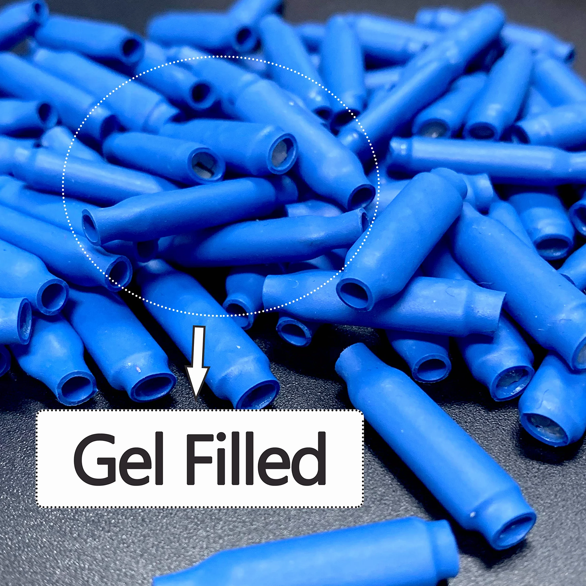 Conectores B azules rellenos de silicona húmeda, cable B, gel, alarma, cable, crimpado, tipo frijol, empalmes para bajo voltaje (1000 unidades)