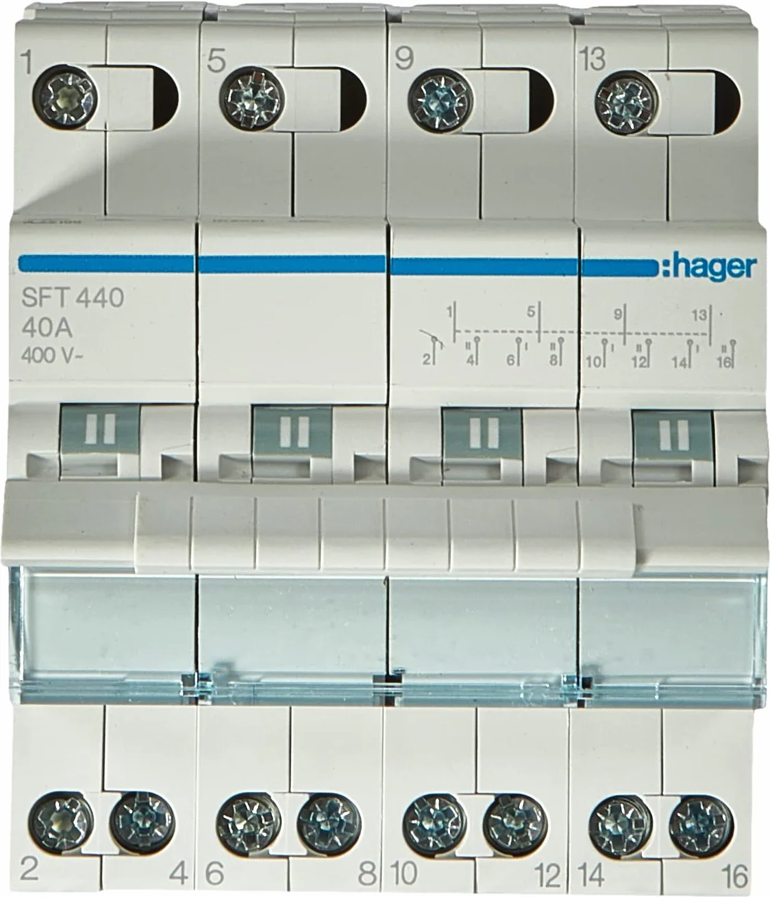 HAGER SFT440 Umschalter 4-polig 40A Nennbetriebsspannung Ue - 400 V Frequenz - 50/60 Hz