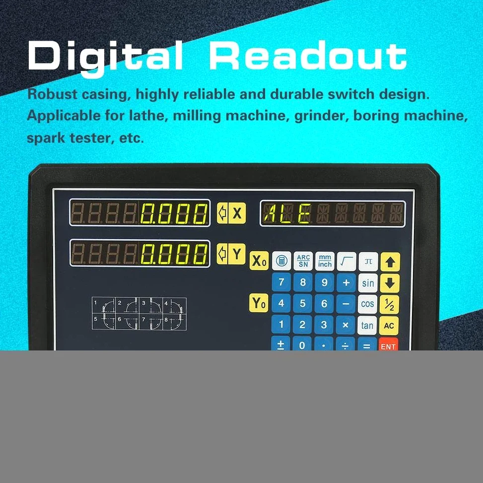 Lectura digital de 2 ejes DRO, EU 110-240V Accesorios de lectura digital de 2 ejes para fresadora de torno