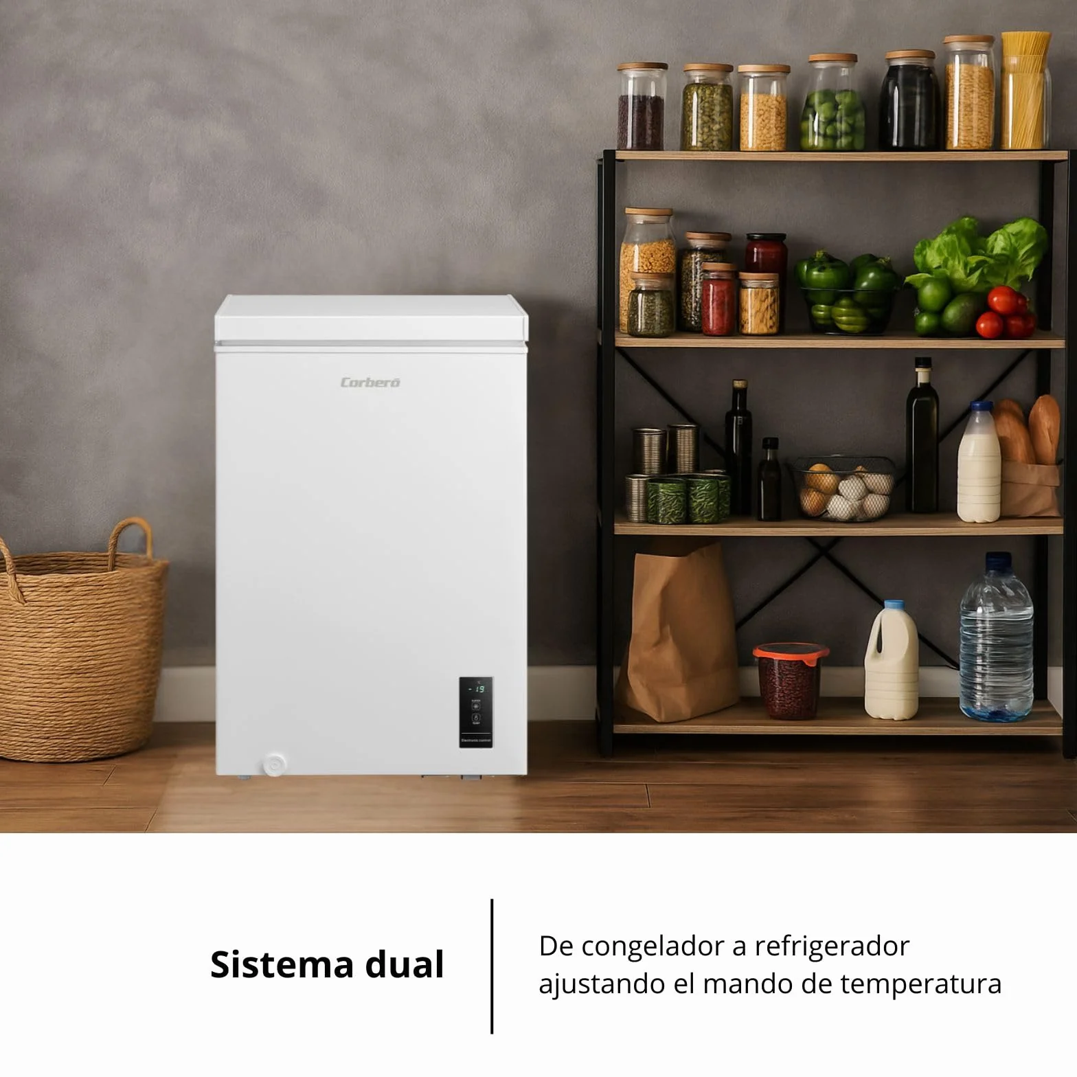 Corberó Arcón Congelador CCHM1006M 99L 54,7cm x 84,9cm Blanco Sistema Dual Súper Congelación