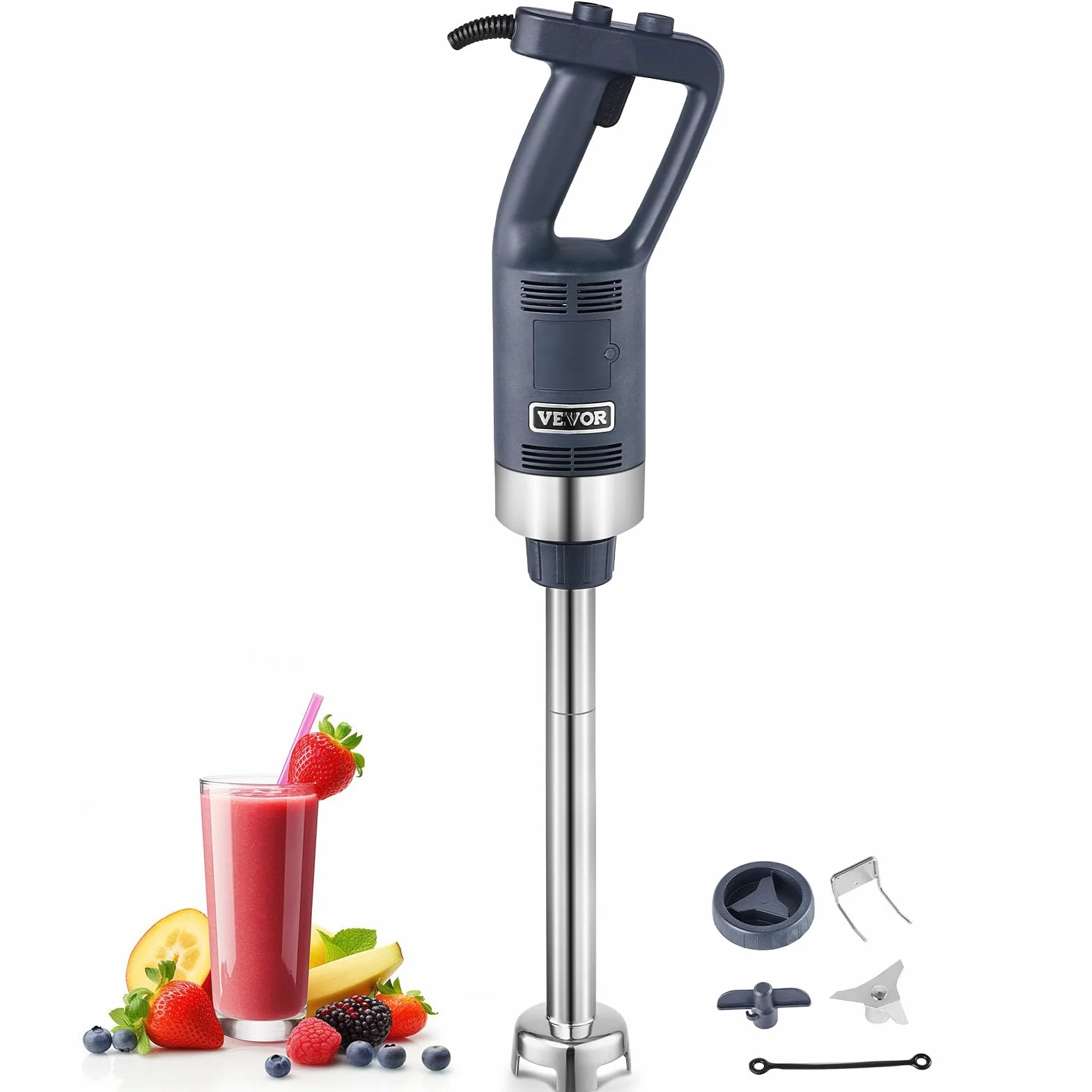 VEVOR Batidora de Mano Comercial 500W Batidora de Mano de Inmersión Eje de 406 mm Batidora Portátil de Velocidad Continuamente Variable con Hoja de Acero Inoxidable para Sopa Salsa Puré Crema