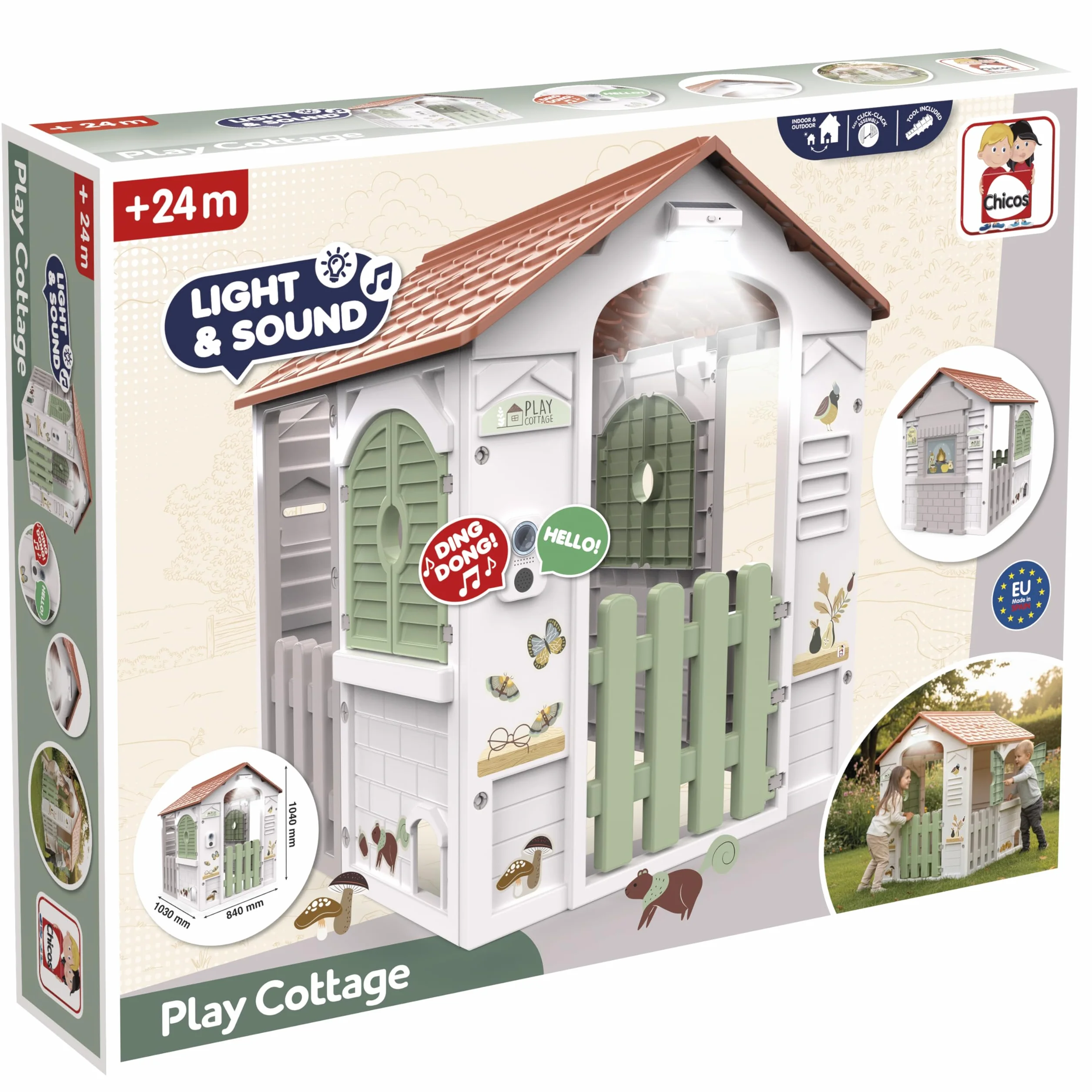 Chicos Casita Infantil Exterior Play Cottage con Luz y Sonido a Partir de 2 años