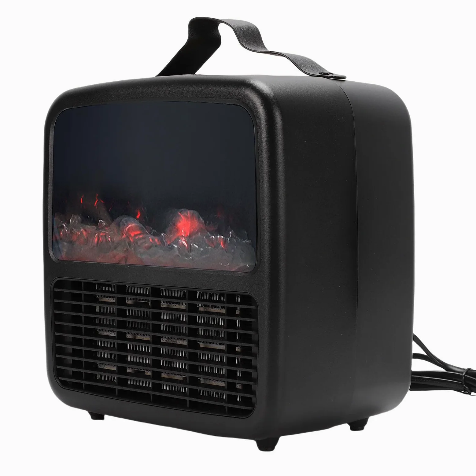 Fdit Calentador Portátil 1500W con Efecto de Fuego 3D Dinámico, Protección contra Sobrecalentamiento, Funcionamiento Silencioso para Oficina en Casa (Enchufe de la UE 230V)