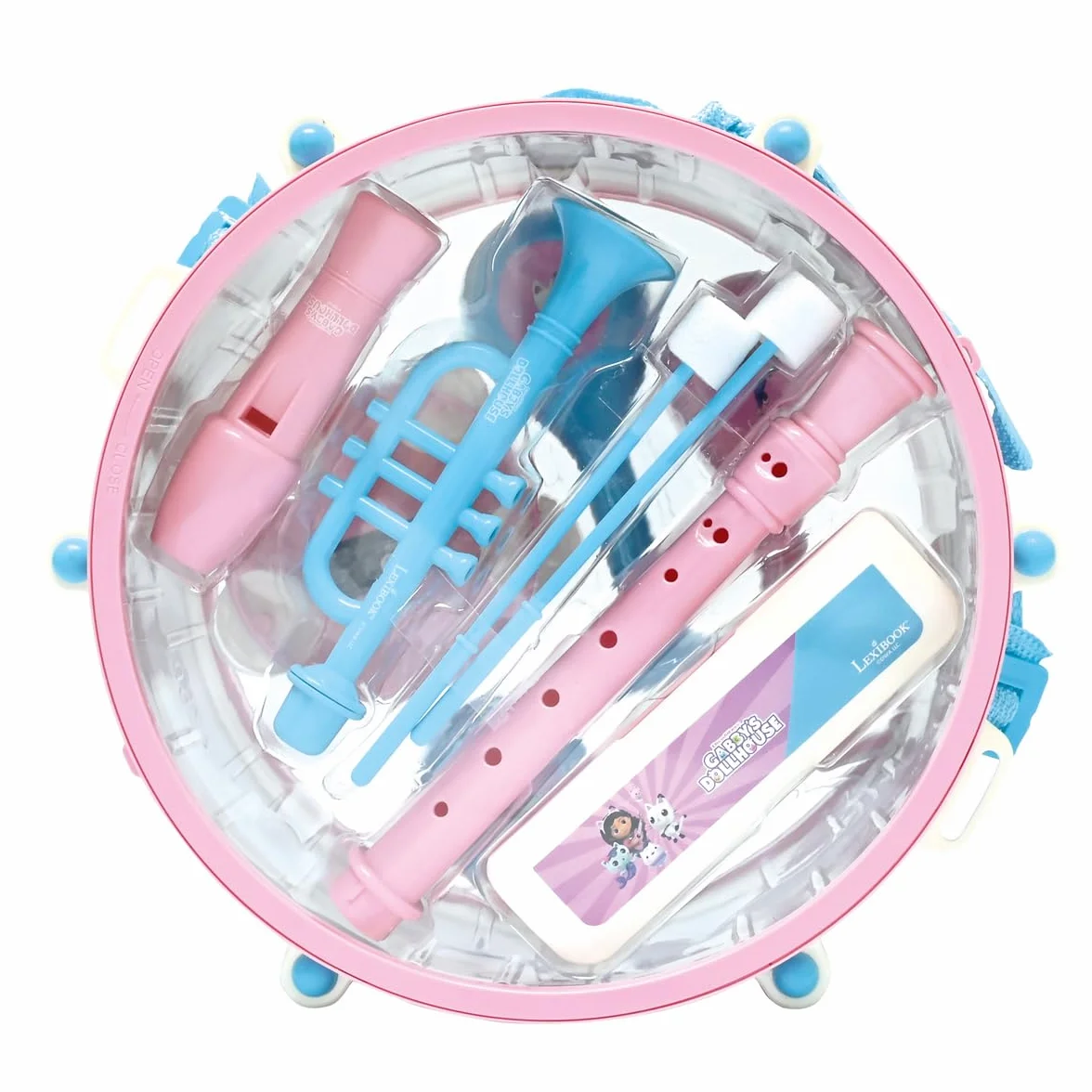Lexibook La Casa de Muñecas de Gabby Set de 7 Instrumentos Musicales Tambor Maracas Castañuela Armónica Flauta Rosa Azul K360GDHLXB