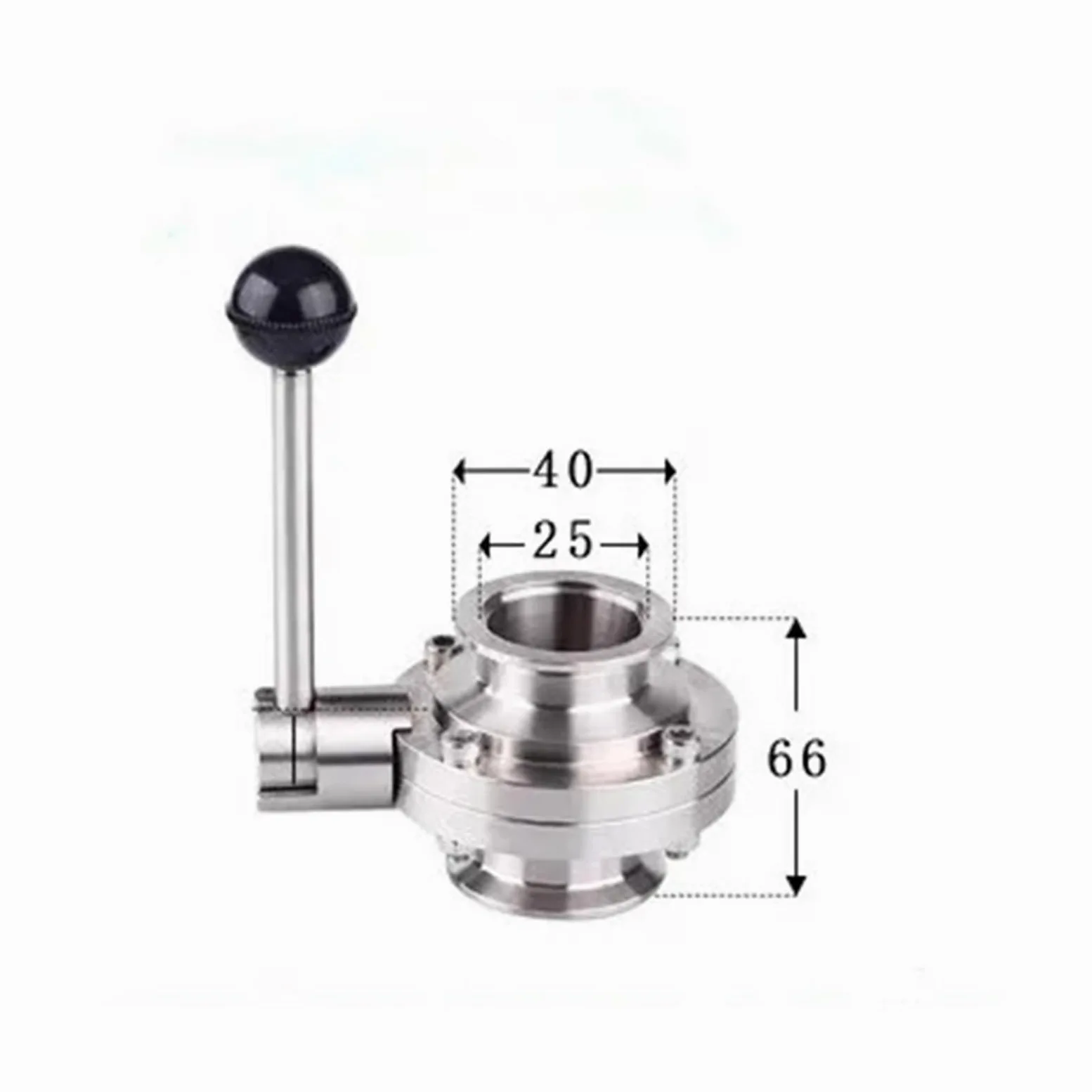 Válvula de Mariposa de vacío de Acero Inoxidable SS304 KF25 KF40 KF50 con Sellado Manual de Silicona(KF40)