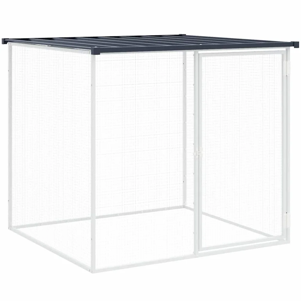 vidaXL Jaula de Gallinas, Gallinero con Toldo, Recinto para Animales Pequeños, Caseta para Jardín, Acero Galvanizado Antracita 103x98x90 cm