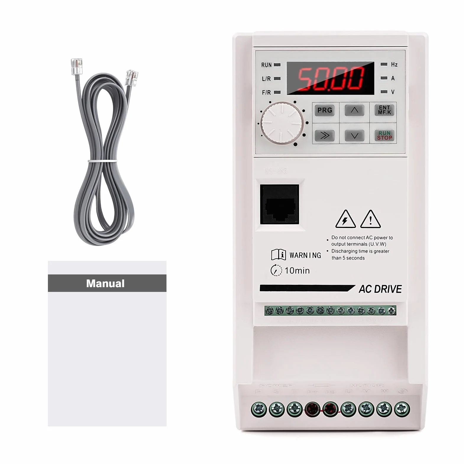 Jadeshay VFD Trifásico 4kW Variador de Frecuencia Trifásico 380V Controlador de Velocidad del Motor VFD Trifásico Entrada Salida Convertidor de Frecuencia Control por Perilla y Desmontable