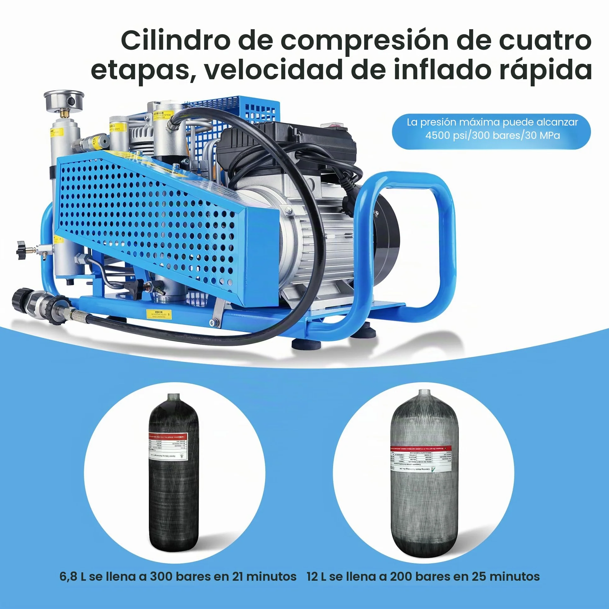 TUXING 300bar compresor de buceo PCP con parada automática para snorkeling paintball
