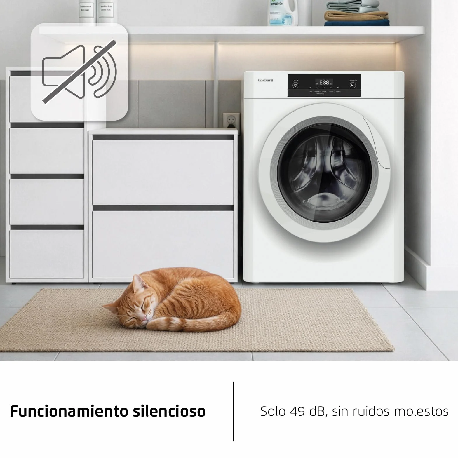 Corberó Secadora de Evacuación CSM320W 3 Kgs Secado Rápido 45 Min Display LED 5 Programas Apertura 180º 65dB Blanco