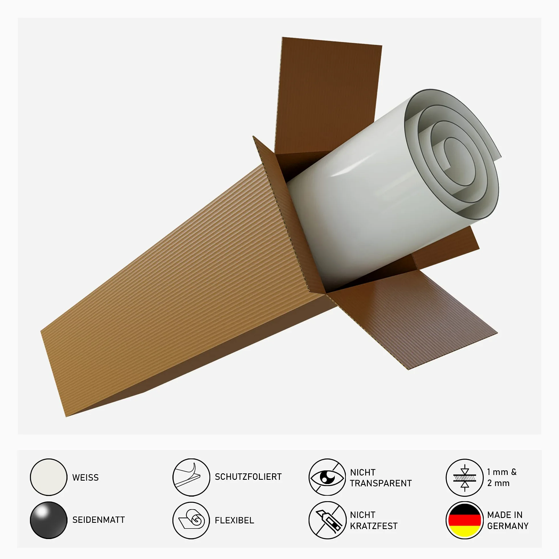Placa de PVC 2000x1000 mm - 1 unidad - Placa de PVC mate sedoso, superficie lisa sin poros - Placa de plástico 1mm blanco (RAL 9016) - ligeramente flexible - (1 unidad - 200x100cm, 1mm blanco)