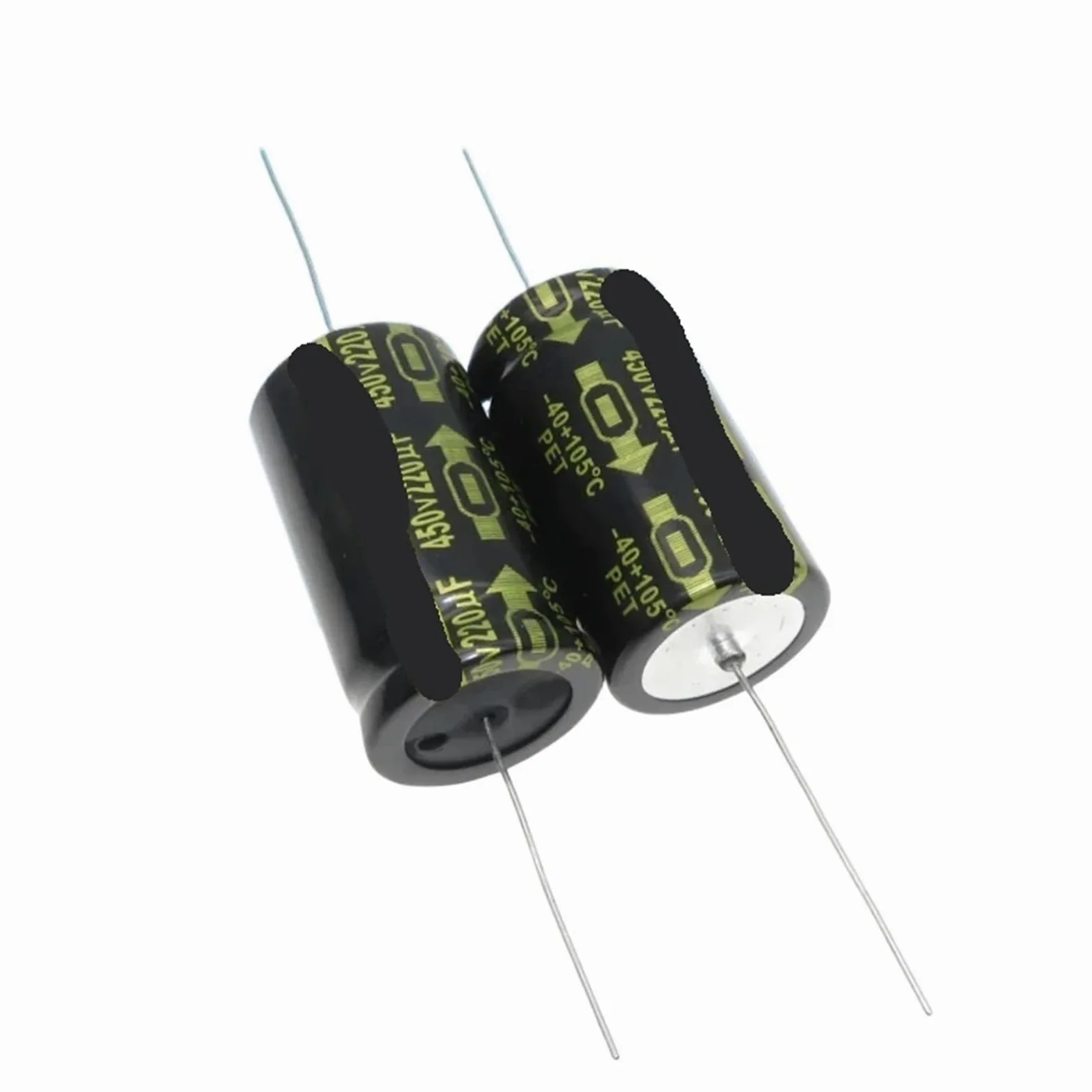 2 condensadores electrolíticos de filtro amplificador de tubo de alto voltaje polarizados axialmente, 450 V, 220 uf, 25 x 45 mm.