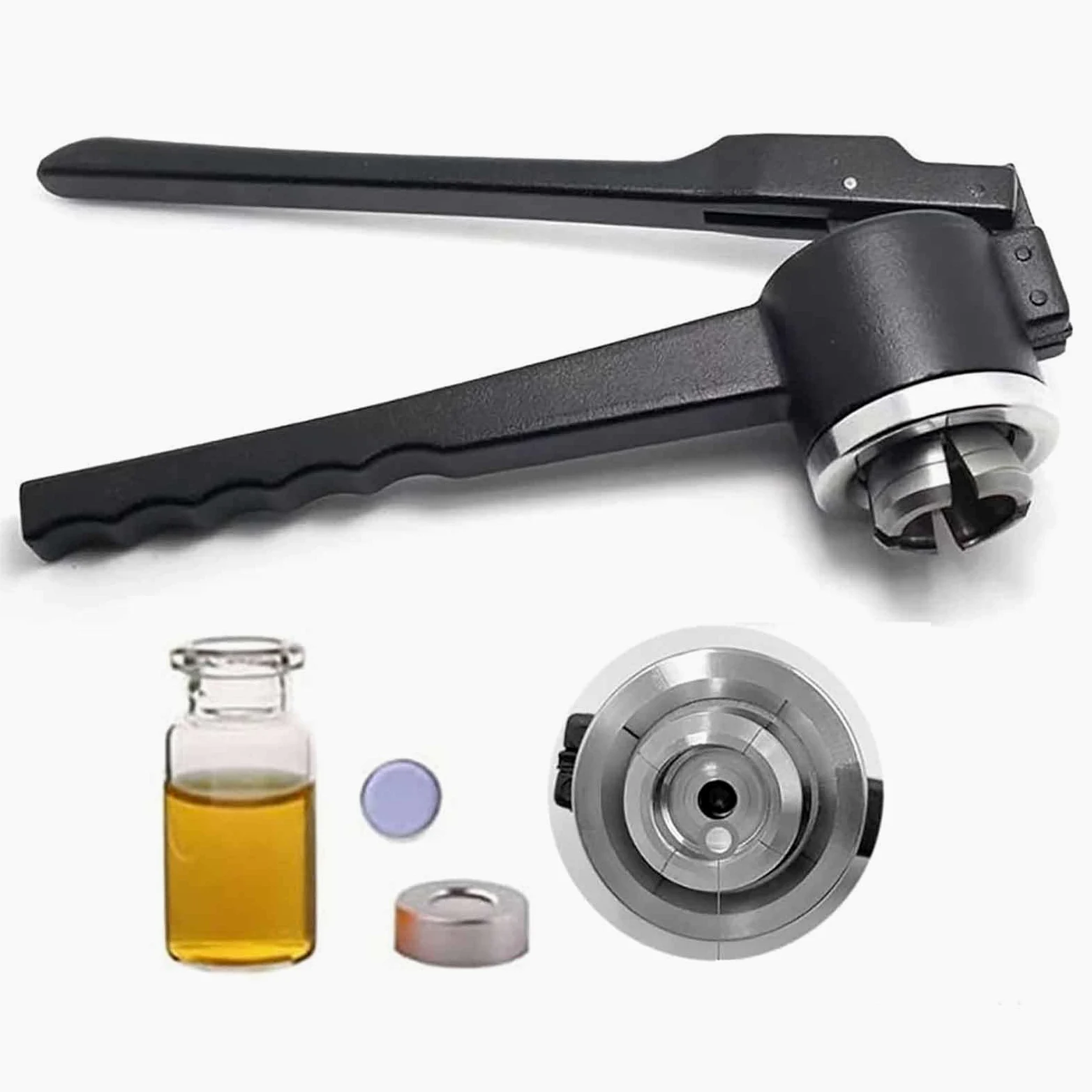 Herramientas de taponado y engarzado de Botellas, máquina de Sellado de Viales, engarzadora de Sellado de Viales Manual de Acero Inoxidable, para Cubierta de Aluminio