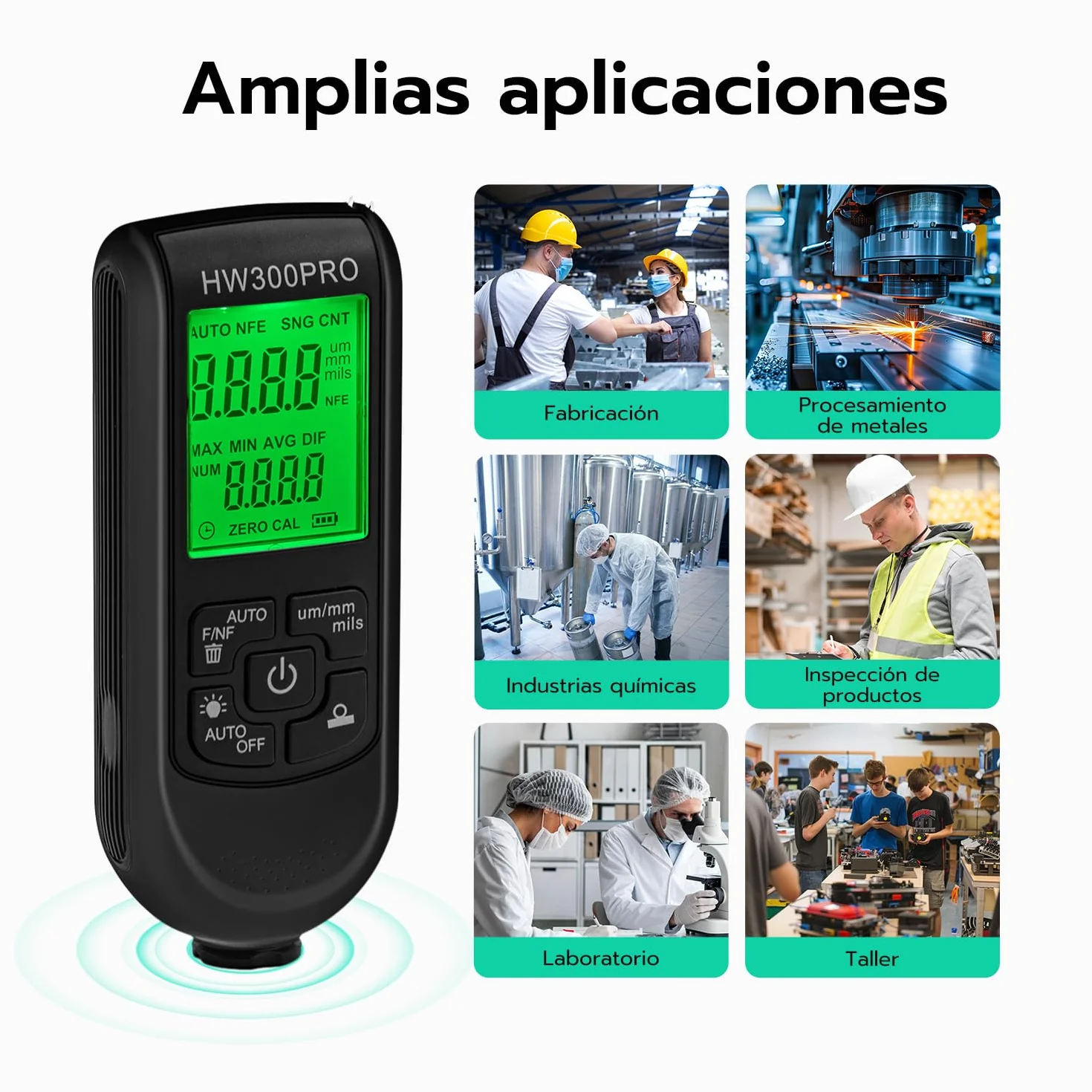 Digital Medidor de Espesor de Revestimientos 0-2000 µm Portátil para Auto Negro