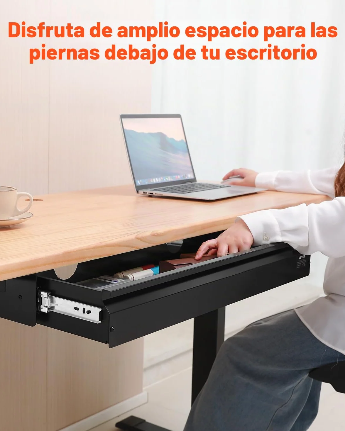 VEVOR Cajones Deslizables Debajo del Escritorio 84 cm Cajón Extraíble Montado Debajo de Mesa Organizador de Almacenamiento 840 x 240 x 107 mm