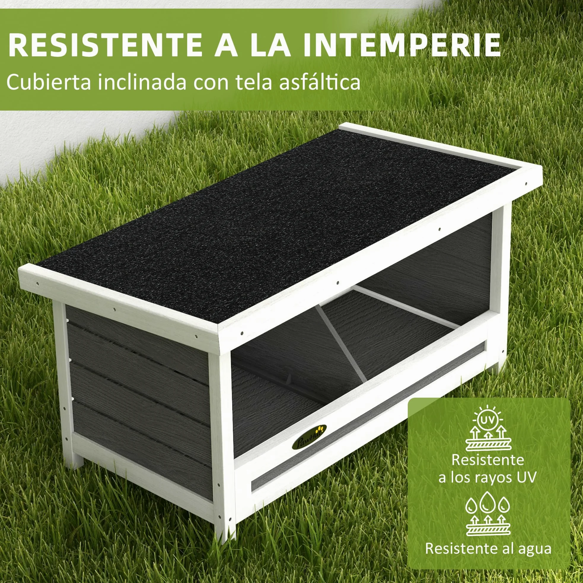 PawHut Ponedero para Gallinas de Madera Caja Nido para 2 Gallinas con 2 Departamentos y Techo Asfáltico para Interior y Exterior Gris