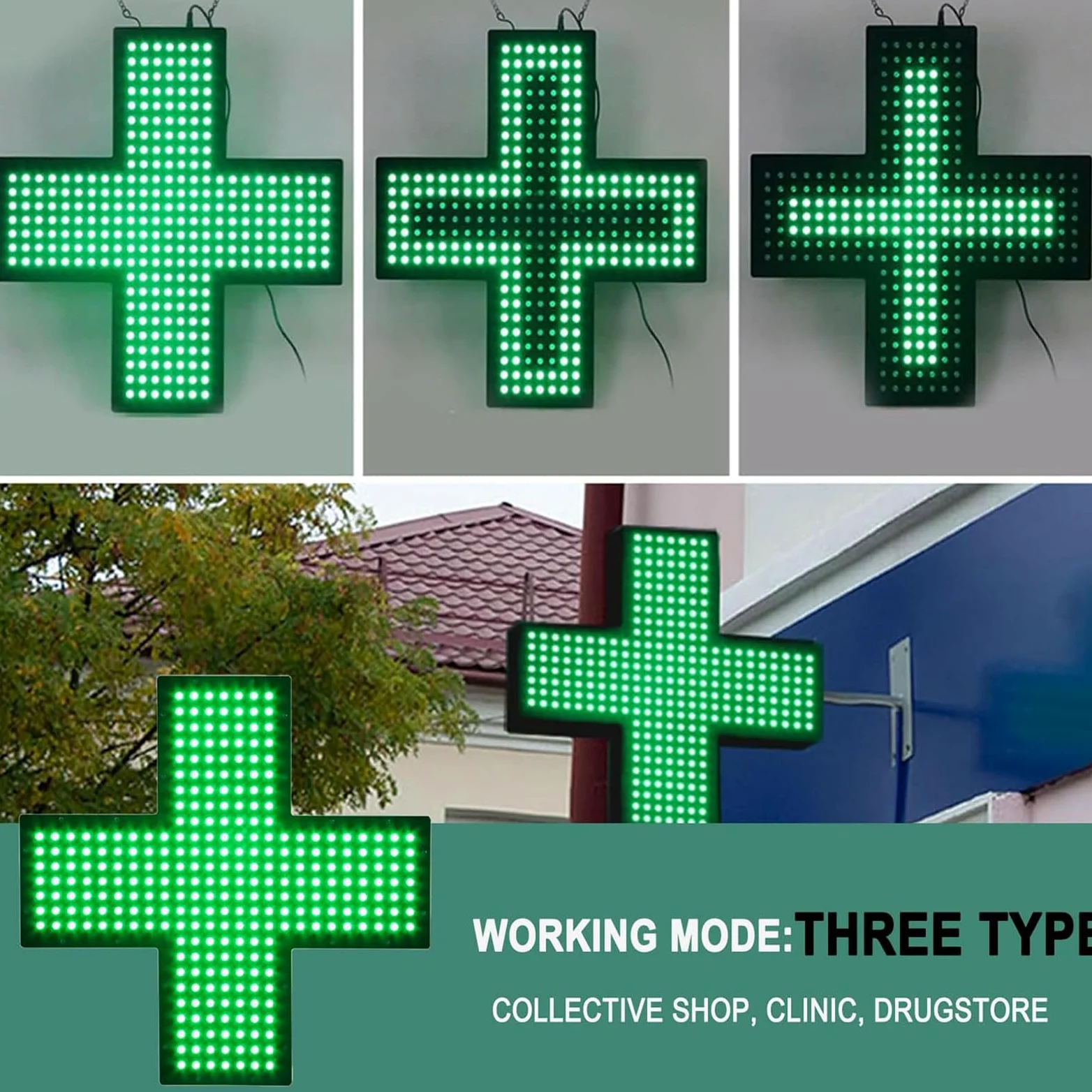 Lámpara Cruz Interior De Farmacia, Cartel Cruz Neón LED Clínica | Con Interruptor De Tirón & 3 Modos De Iluminación, Luz LED Vívida, Para Tienda, Escaparate, Clínica, Farmacia(30*30cm)