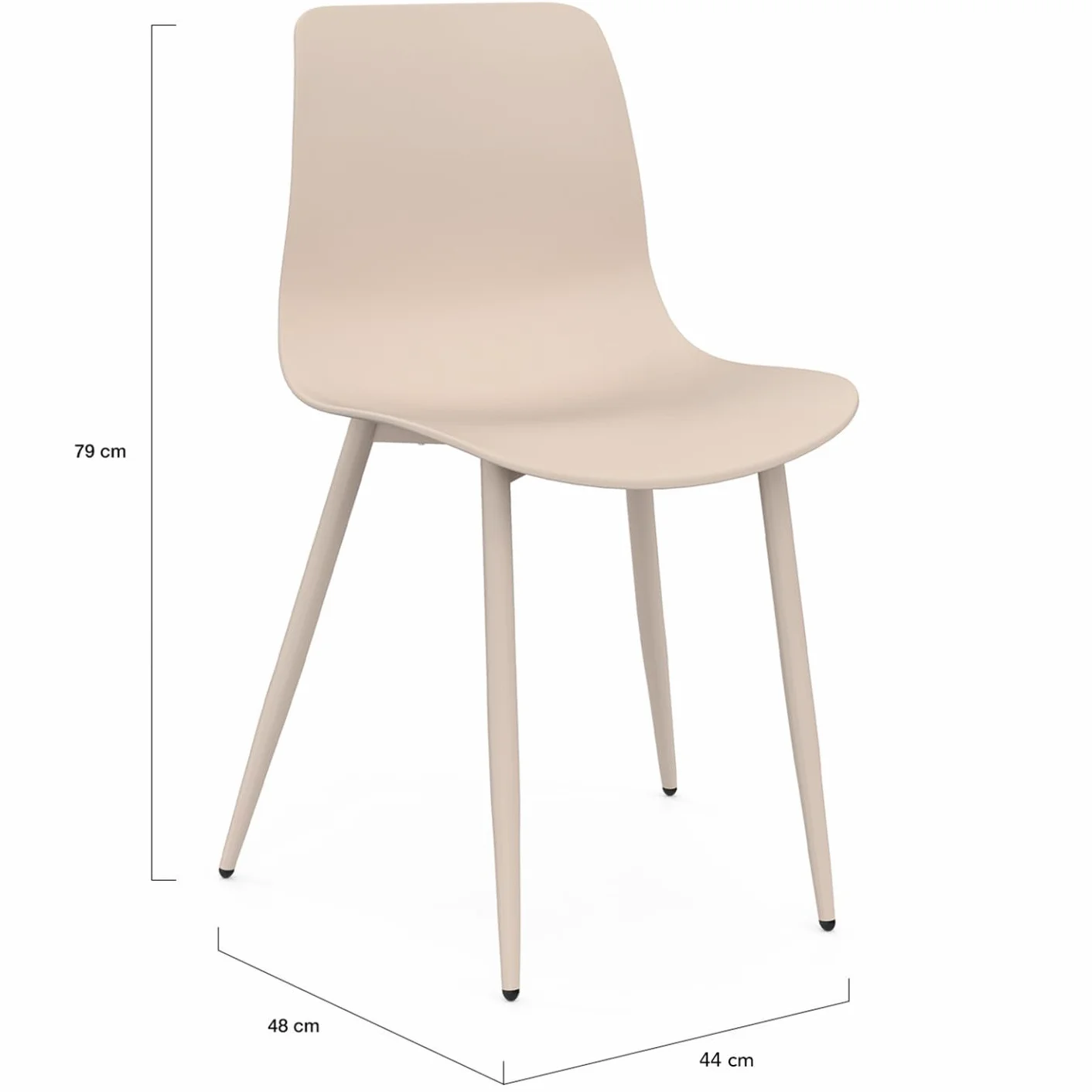 IDMarket - Juego de 6 sillas Kiara Beige con patas de metal