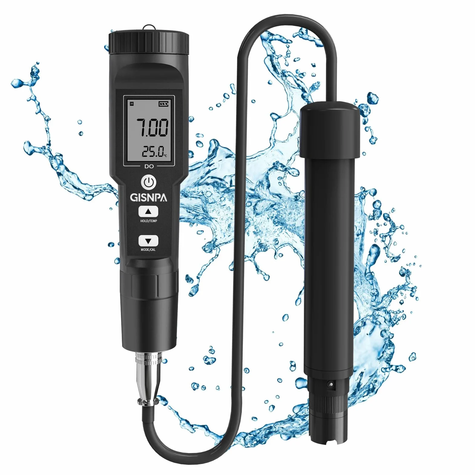 Medidor de oxígeno disuelto con ATC, rango de medición de 0-40.00 mg/L, medidor DO con líquido de llenado de electrodos y polvo de calibración de agua anaeróbica (sin retroiluminación)