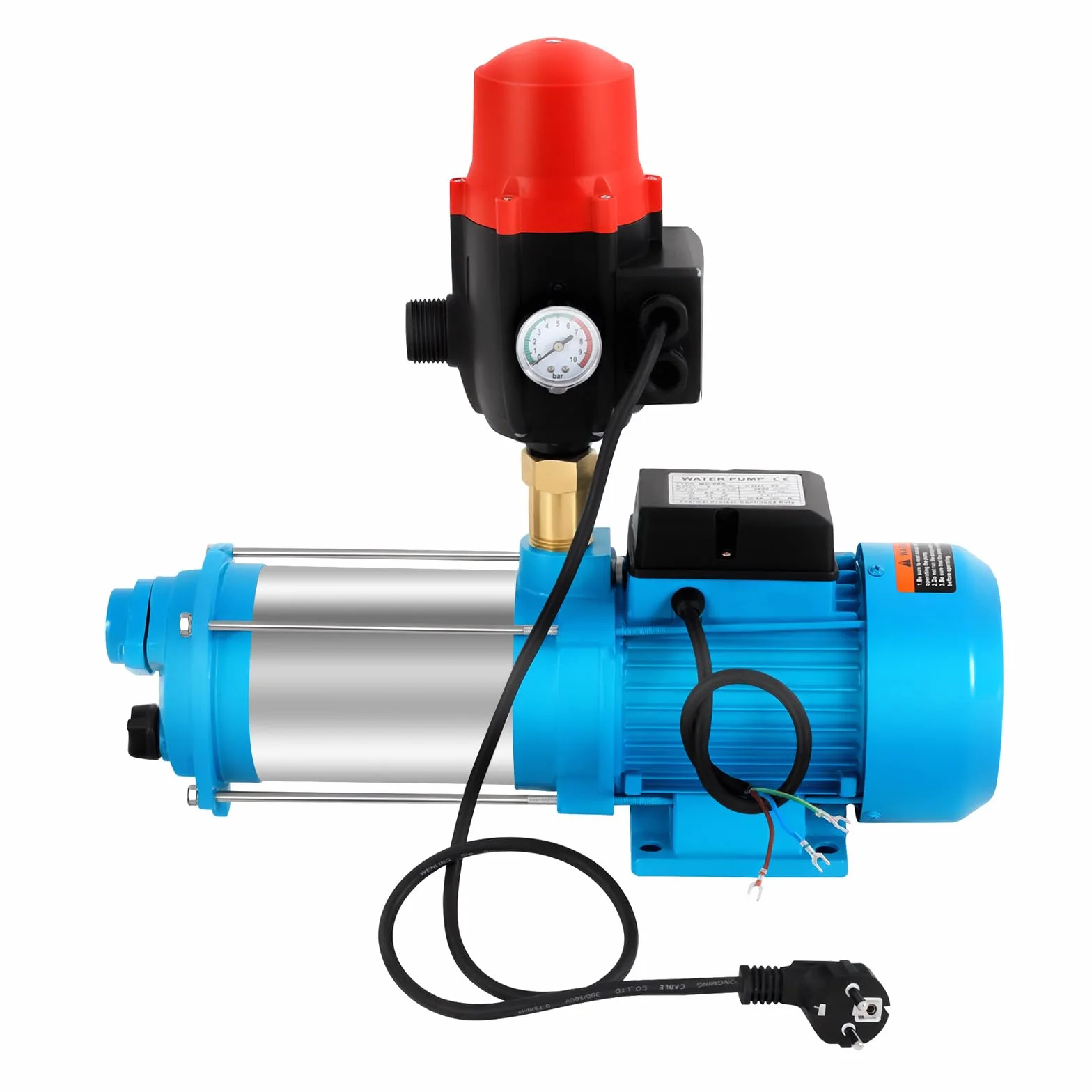 Bomba centrífuga multietapa para jardín, 4000 l/h, 1300 W, bomba de agua, bomba centrífuga, altura de extracción de 98 m, 8,6 bar, presión de succión, altura de 8 m, tornillo de llenado de agua para