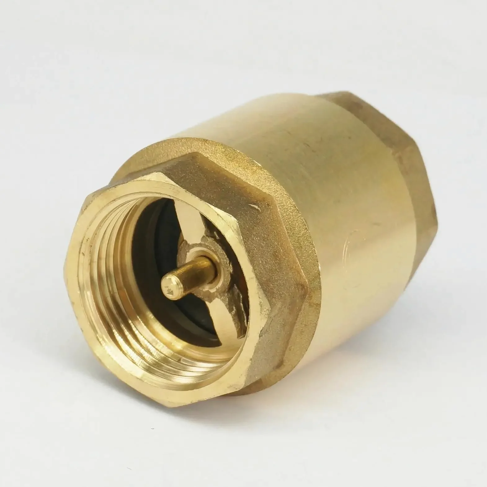 Válvula de retención unidireccional de resorte en línea hexagonal de latón-válvula antirretorno BSP de 1/2" a 2" for fontanería, 1 unidad(1-1/2")
