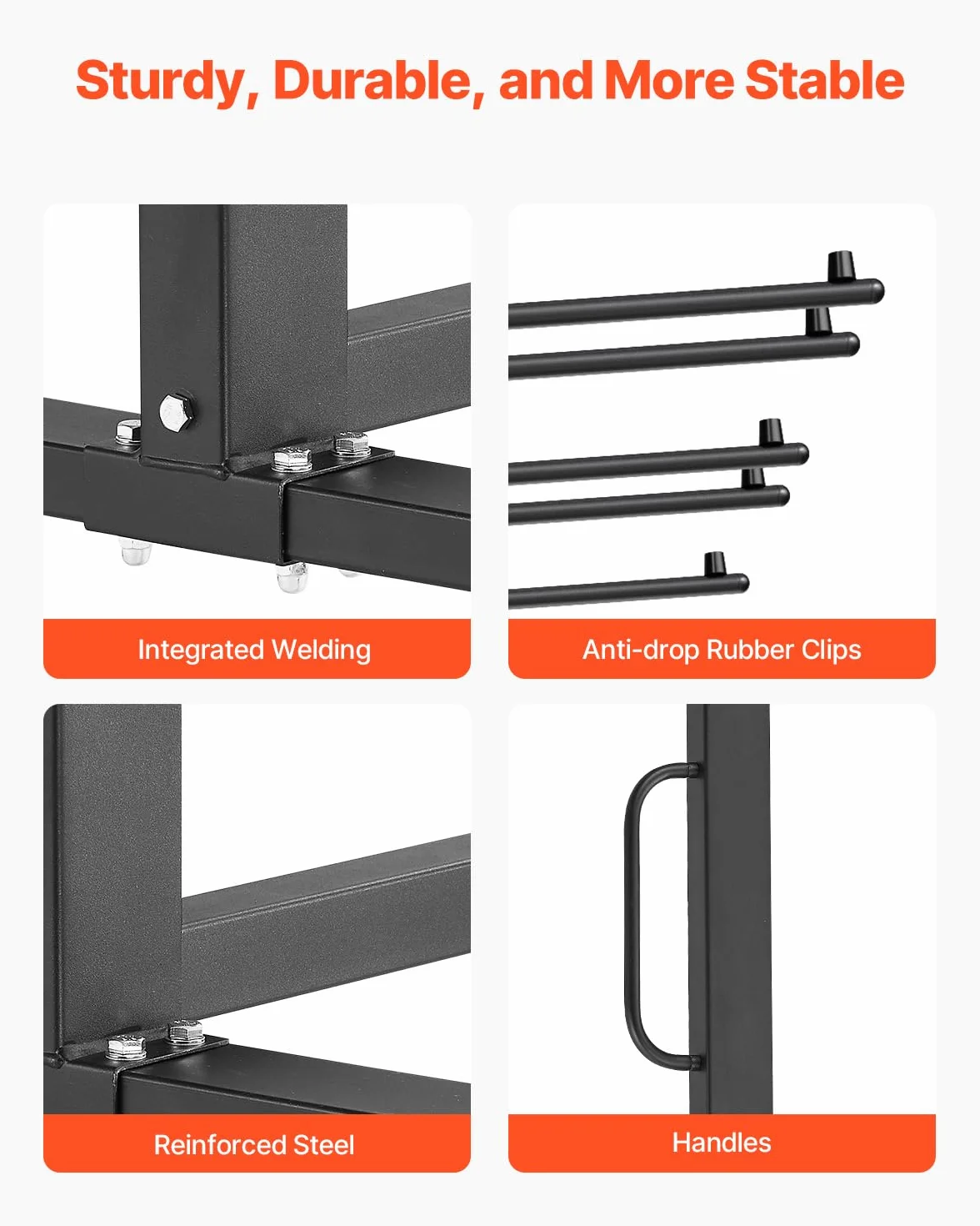 VEVOR Estante para Sillas Plegable, Capacidad de 181 kg, Carrito Resistente para 42 Sillas o 12 Mesas, Carrito de Almacenamiento Multifunción para Sillas con Ruedas de Goma y Soportes, Negro Mate