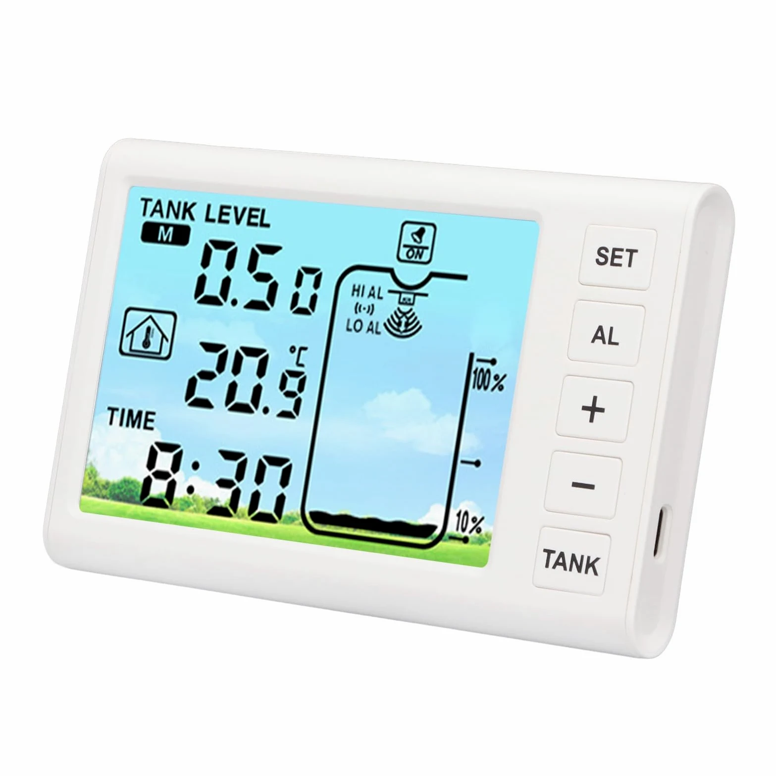 Haofy Sensor Ultrasónico de Nivel de Líquido del Tanque Medidor de Agua Inalámbrico con Monitoreo de de Temperatura - Transmisor Impermeable IP65 - Transmisión Inalámbrica de 100 M para Jardín