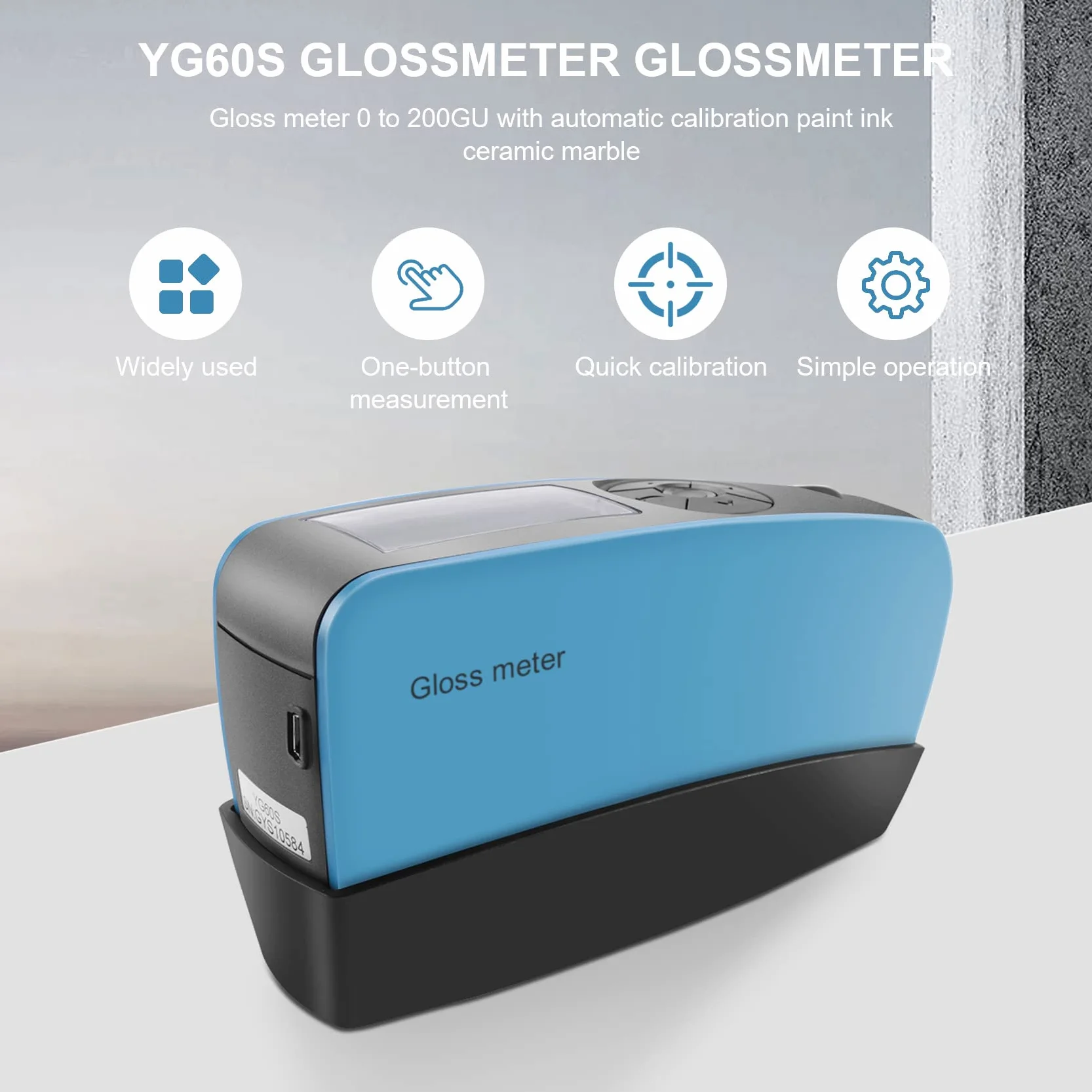YG60S Medidor de Brillo EconóMico de 60 Grados BrillóMetro 0 una 200GU con CalibracióN AutomáTica para Pinturas Tinta CeráMica MáRmol