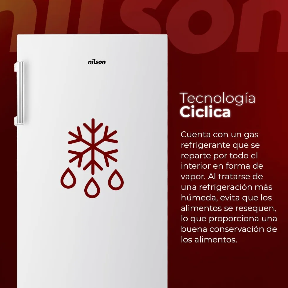 Nilson Congelador Vertical Blanco NCV145500E 165L Puerta Reversible Eficiencia Energética Clase E