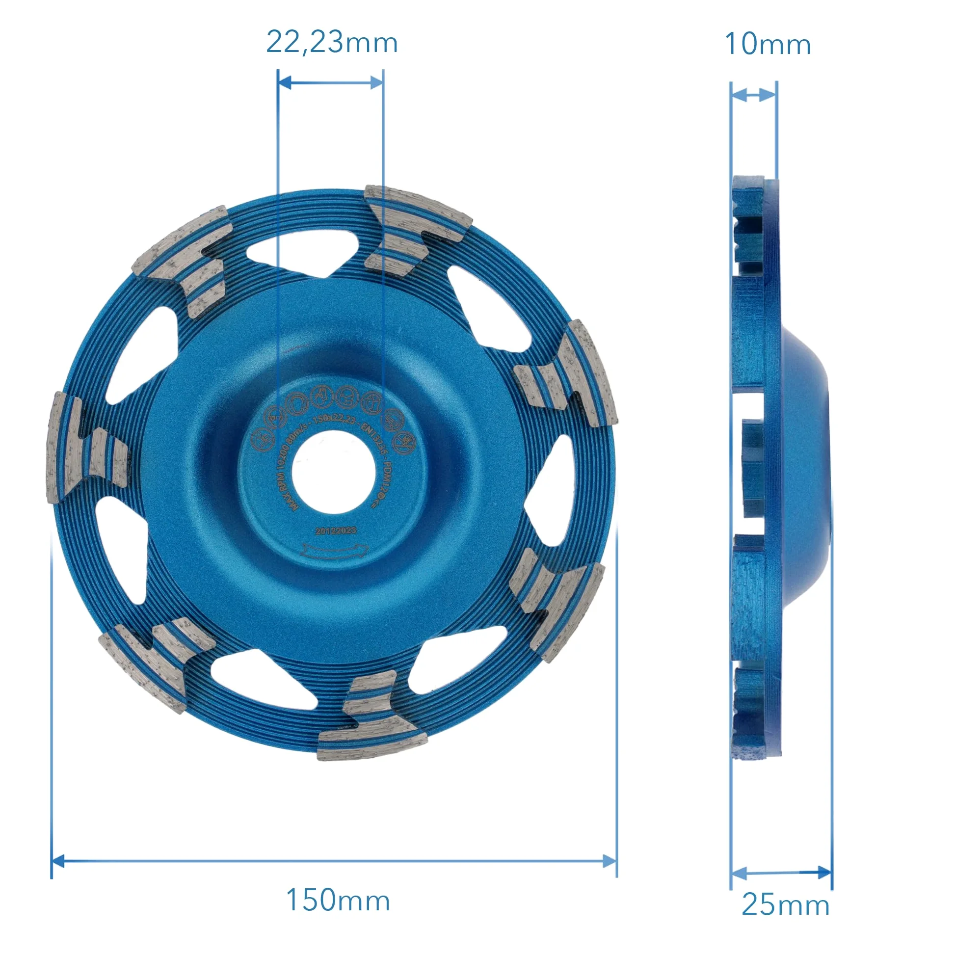 PRODIAMANT disco de copa de diamante ST50 150 mm x 22,2 mm HighPerfomance amoladora de hormigón unión universal