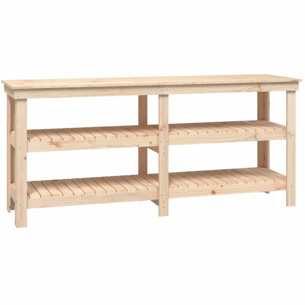 vidaXL Banco de Trabajo de Madera Maciza de Pino 181x50x80 cm, Banco de almacenaje, Mesa de Trabajo, Banco de Trabajo de Madera Maciza