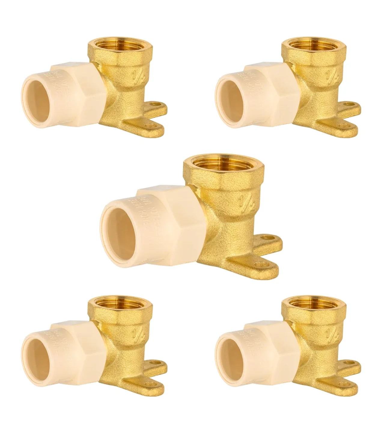 EFIELD - Codos de oreja de latón NPT hembra de 1,27 cm x 1,27 cm, latón sin plomo (paquete de 5)