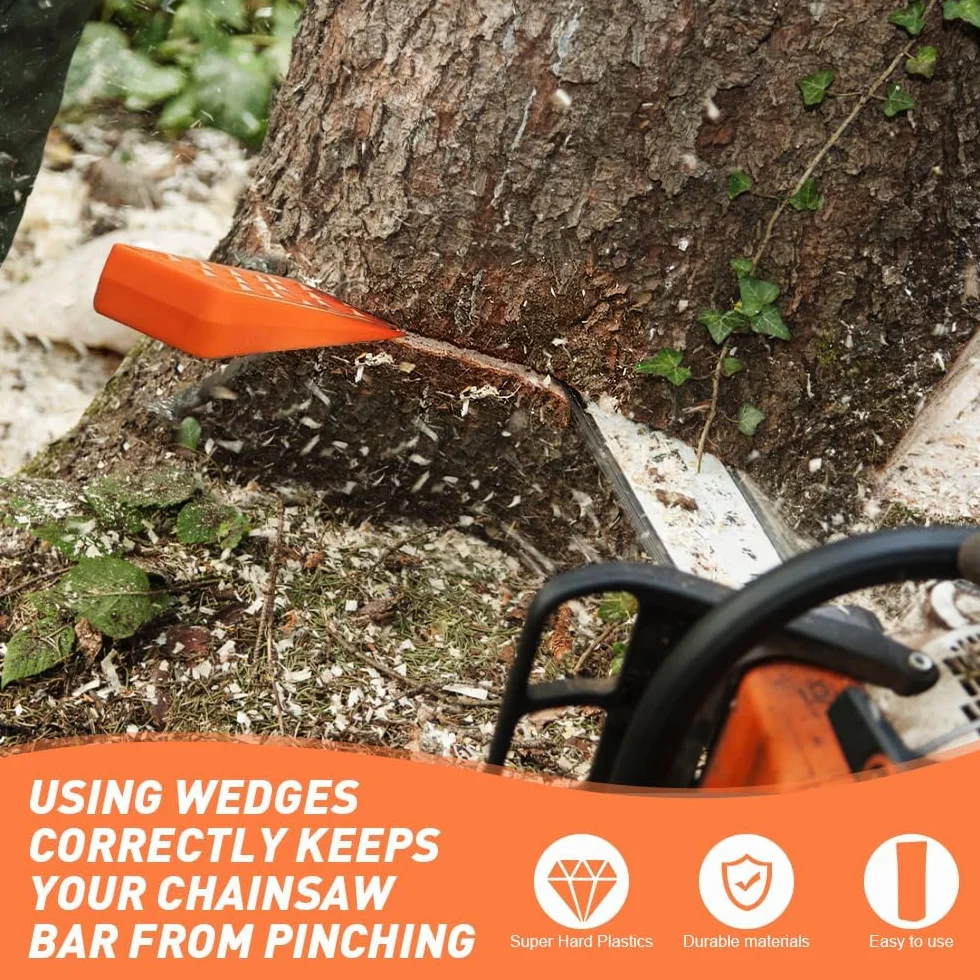 4 Piezas Cuñas de División, 6" Cuñas para Talar árboles con Bolsa Cuñas de Corte de Motosierra Cuña de Arbol Plástico Cuñas de Tala para Motosierra Accesorio Herramienta para Leñadores