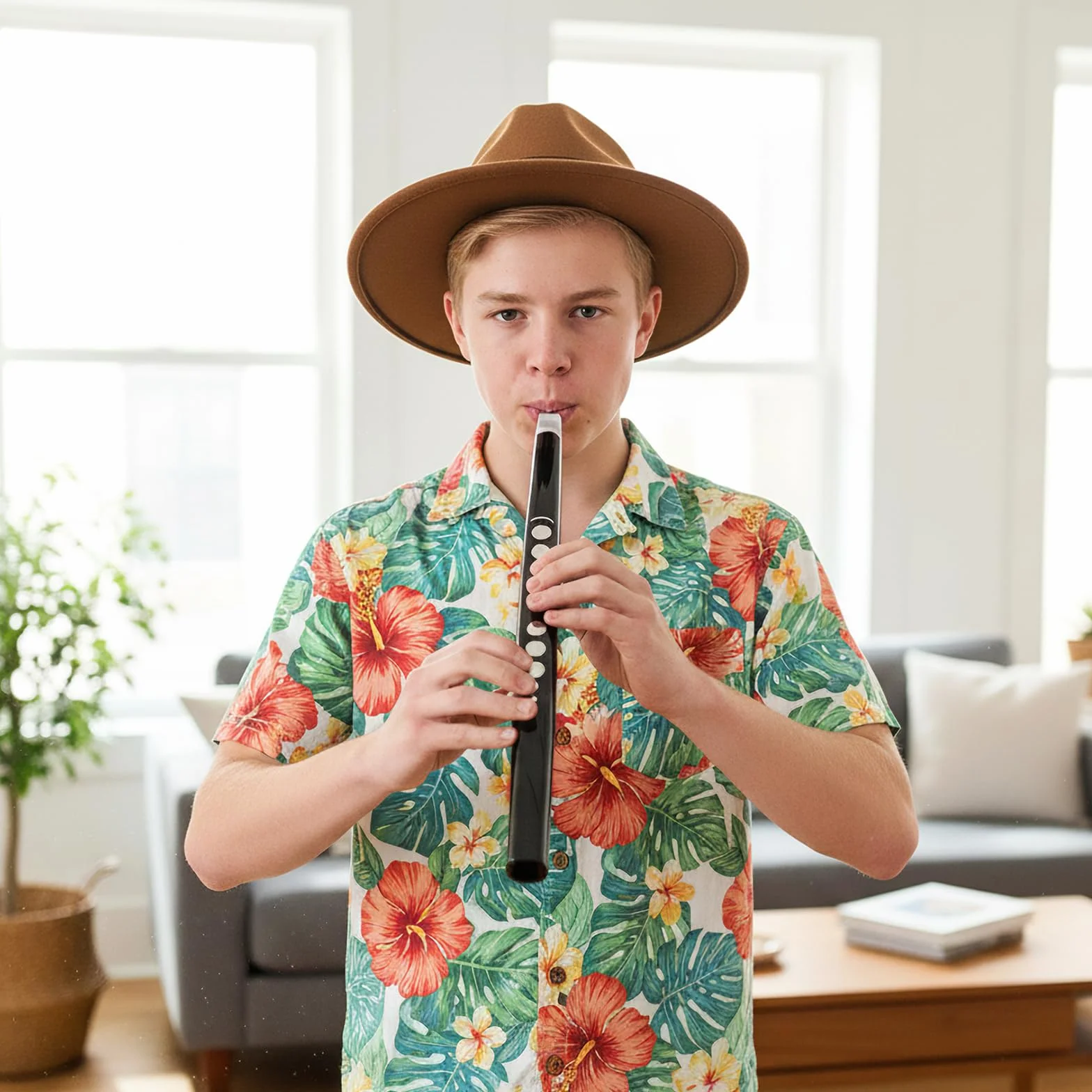 KOMFOTTEU Saxofón Electrónico Digital 13 Tonos 2 Dedos USB MIDI Recargable Portátil