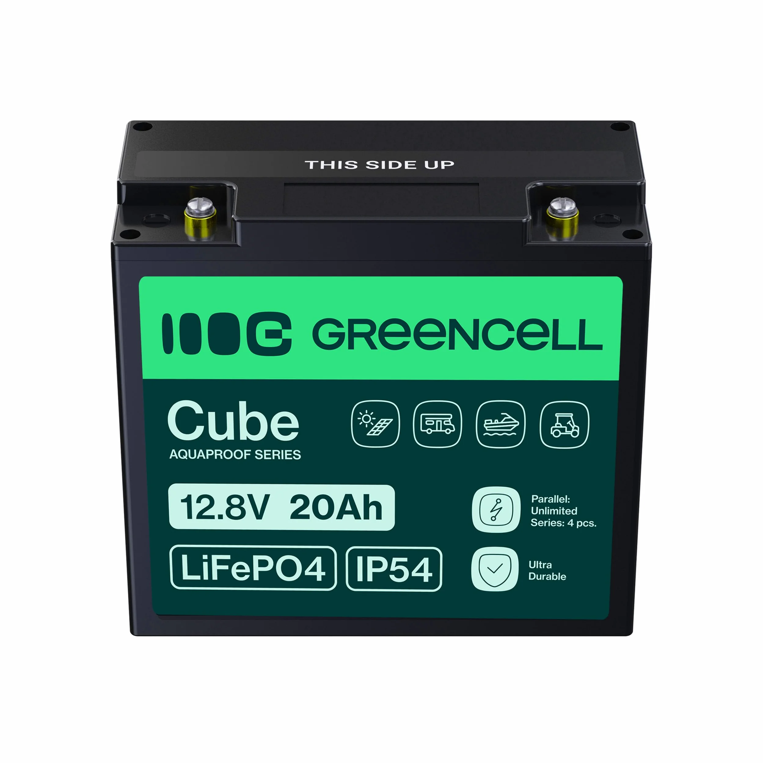 Batería LiFePO4 Green Cell CUBE ion de litio 12.8V 20Ah 256Wh para Tractor, Cortacésped, Vehículos Eléctricos, Almacenamiento Energía