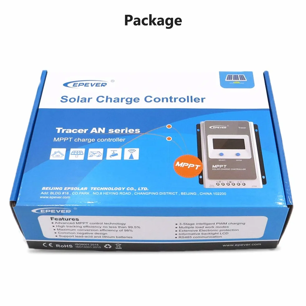EPEVER® 20A MPPT Controlador de Carga Solar Identificación Automática de 12V/24V con Pantalla LCD para Estaciones Base de Comunicación y Sistemas Domésticos - Tracer 2210AN