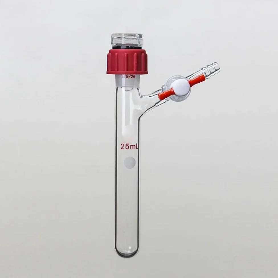 Adaptador de vidrio, Adaptador de control flujo vacío Tubo reacción borosilicato Tapón válvula PTFE LH-437-T 10-250 ml(LH-437-T-89)