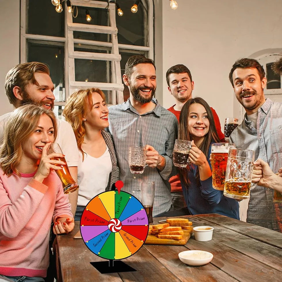 Ruleta Giratoria 30 cm 12 Ranuras Rueda de la Fortuna Antideslizante para Fiestas
