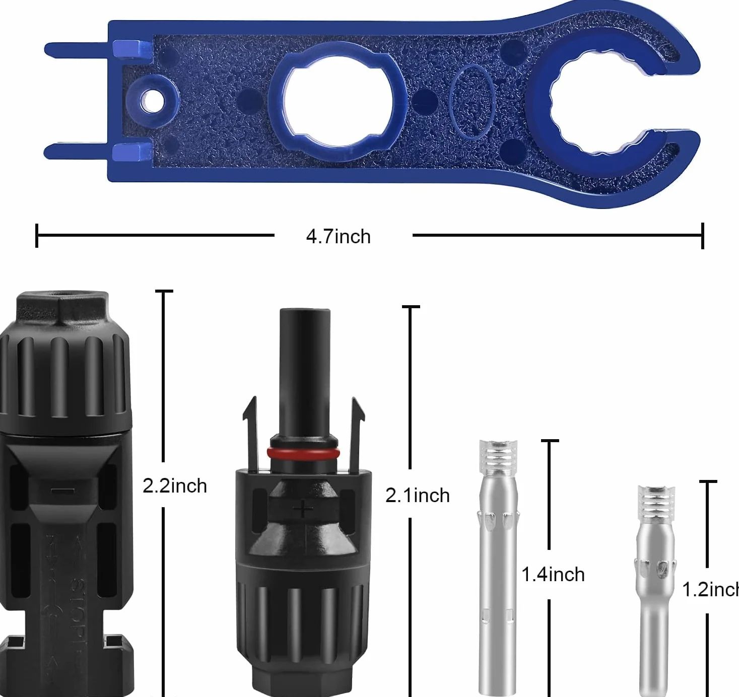 Conector Solar Fotovoltaico 5 Pares Macho/Hembra Impermeable Anillo Sello Negro