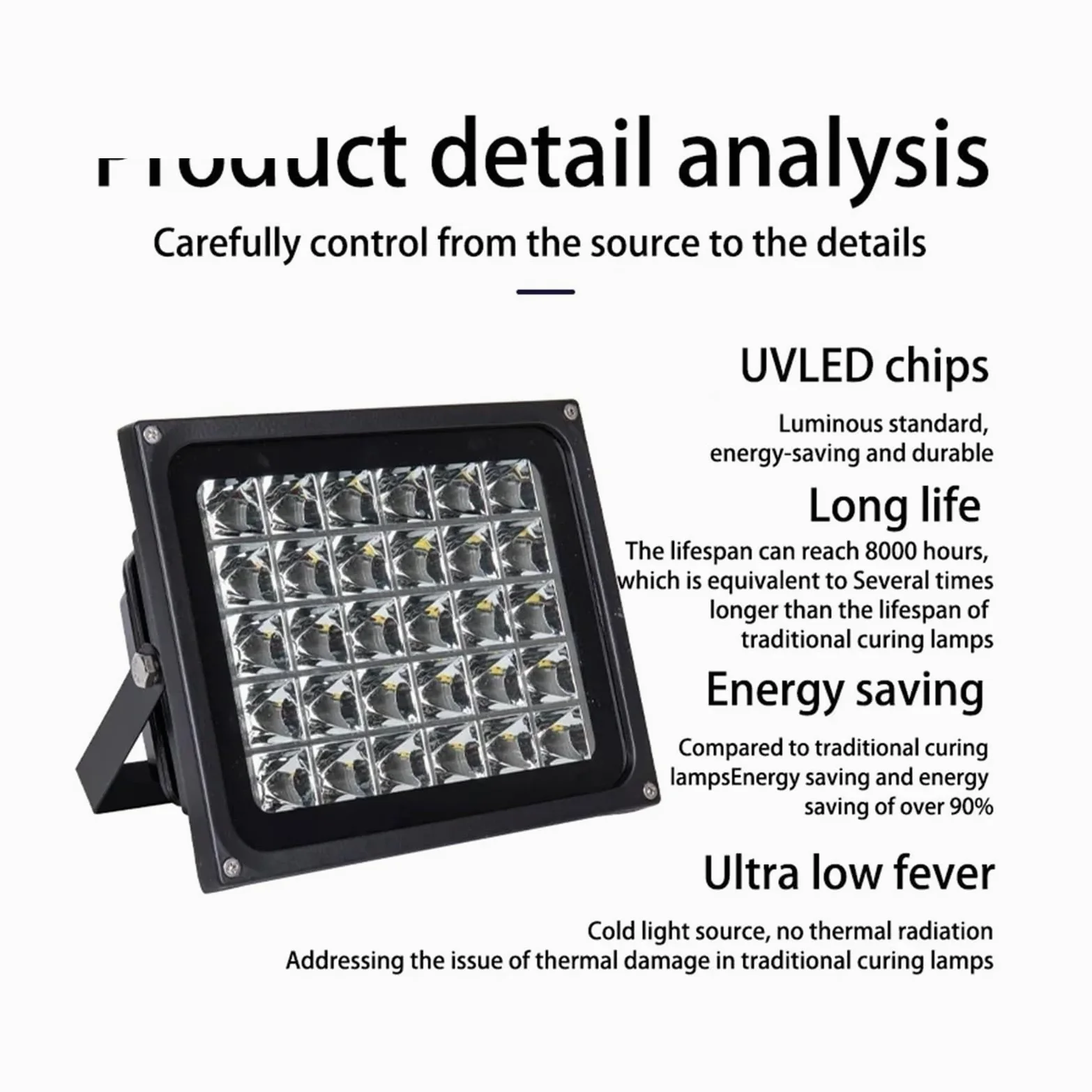 lámpara de curado UV, Lámpara LED De Curado UV Alta Energía, 405nm, 395nm, 365nm, Impresora 3D, Reparación PCB Resina, Manual, Bricolaje, Irradiación Luz Púrpura, For Hornear(395NM,200W)