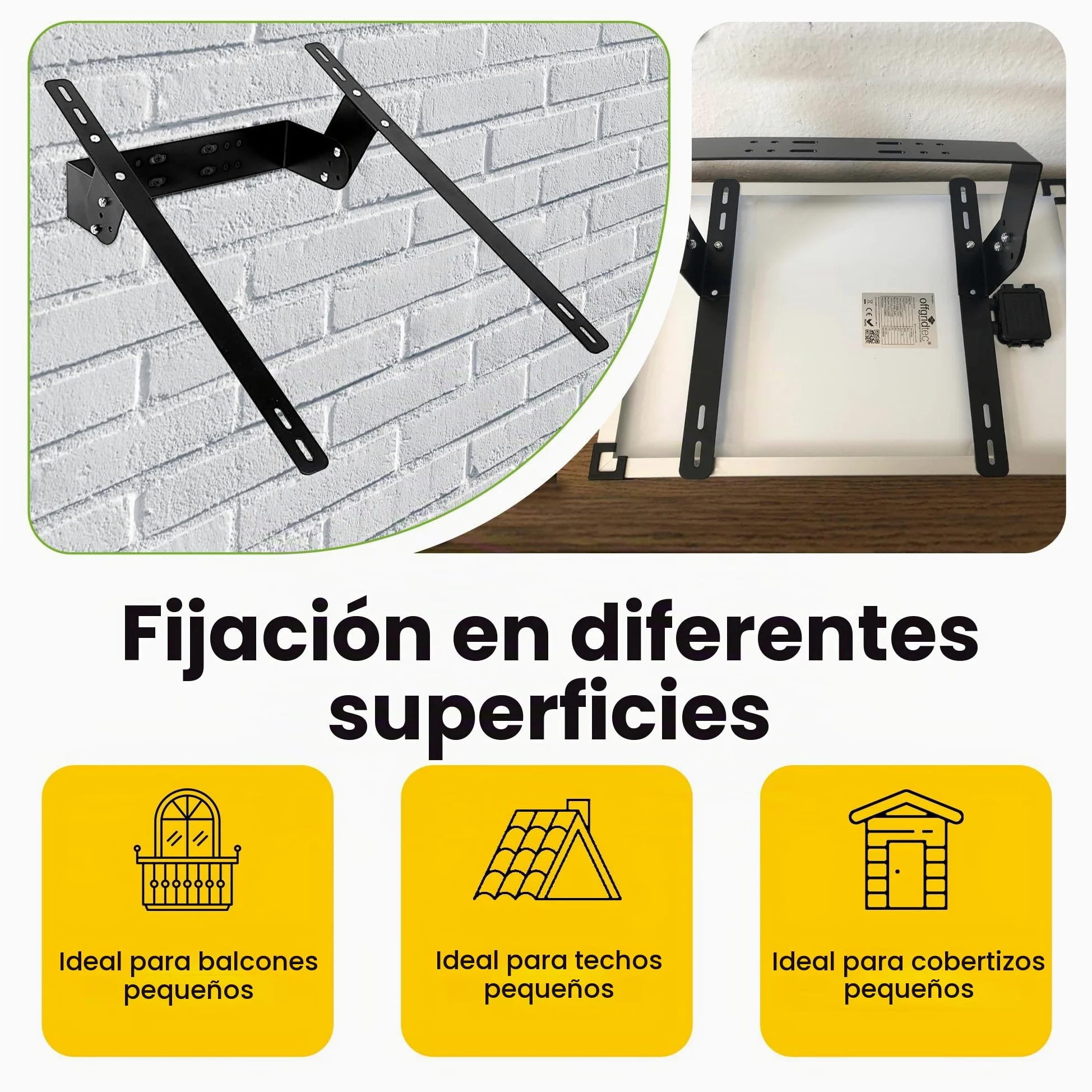 Offgridtec pared Set de montaje de soporte para módulos solares panel solar, 20 – 50 W, aluminio, 1 pieza, 006520