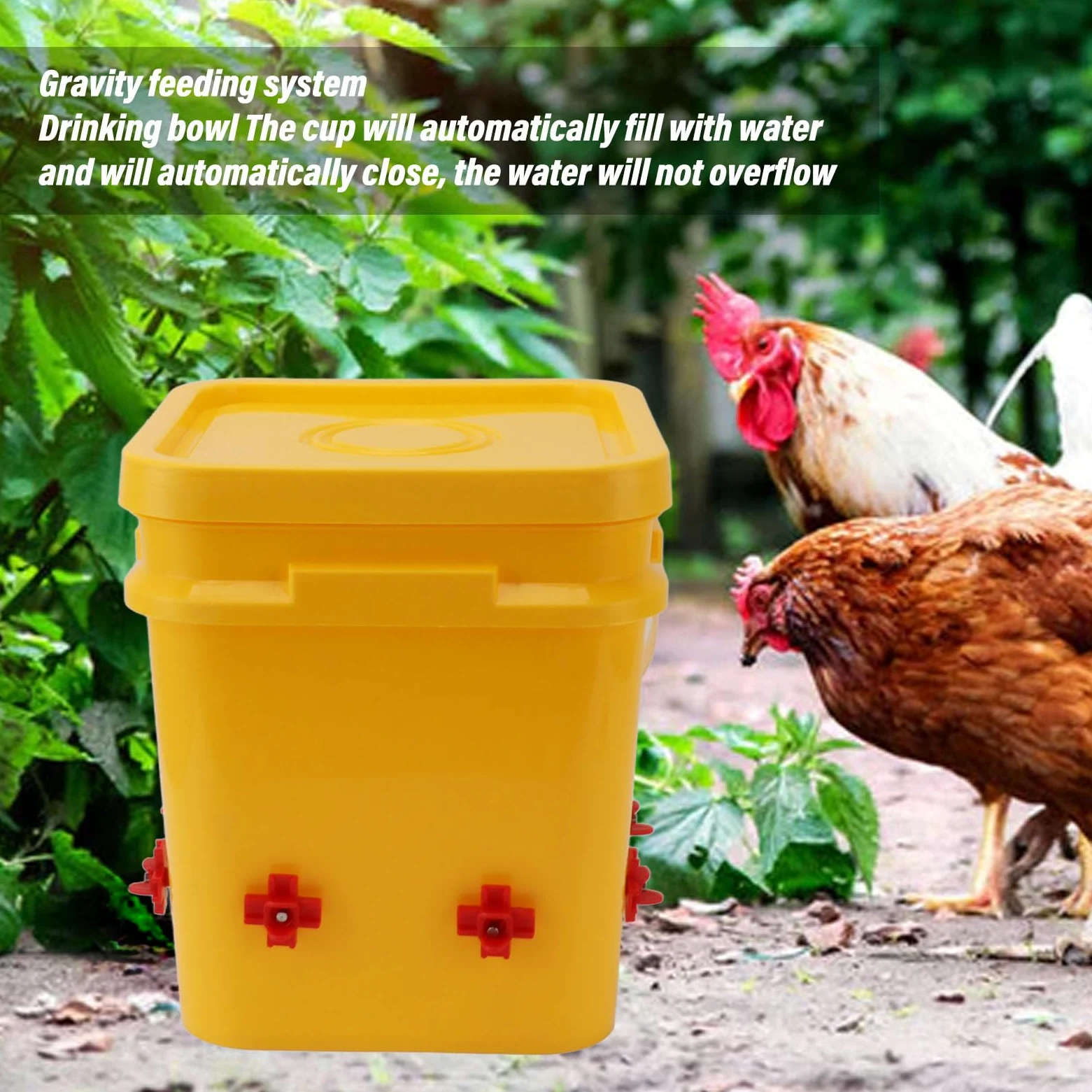 Vaso Automático con Barril de 2 litros, Equipo para Beber Aves de Corral para Pato Ganso, Tazón Rojo Grande, Tornillos, Kit de Comedero de Llenado Automático para Aves de Corral