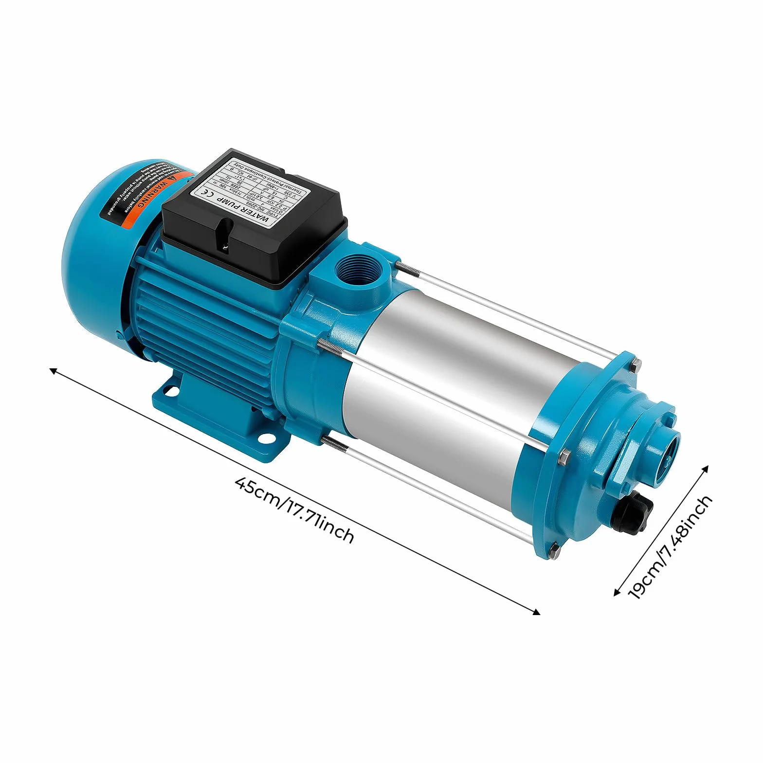 Bomba centrífuga de agua 2200 W, acero inoxidable, 879,87 gal/h, 2850 rpm, bomba centrífuga IP44, autocebante, jardín, casa, riego, bomba de alta presión, enchufe europeo