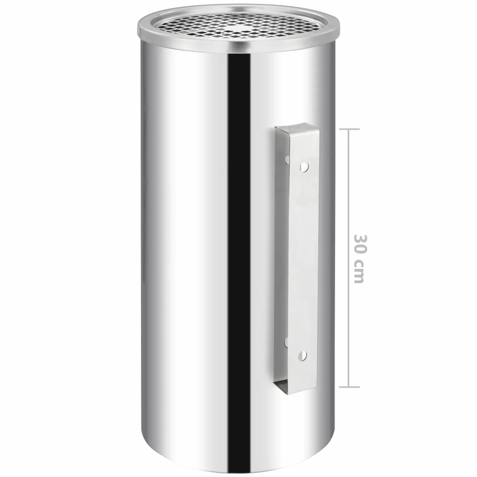 Homgoday Papelera con Cenicero de Acero Inoxidable, 26L, para Pared, Color Plateado, Fácil Limpieza