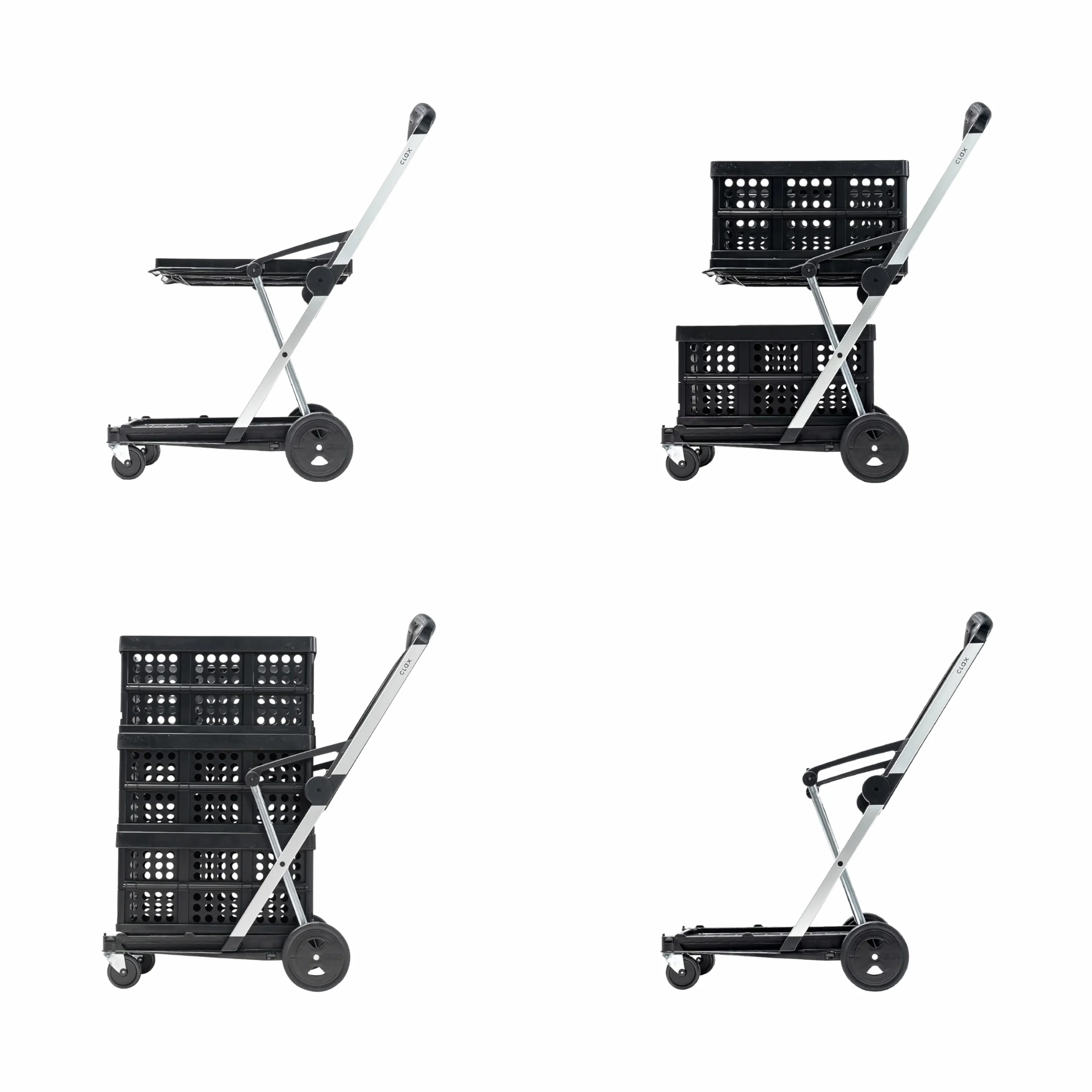 CLAX® Carro de Transporte | Carro Plegable | Carro de Bandejas | con Caja Plegable Gratuita | Negro (Black Edition) | Plegable