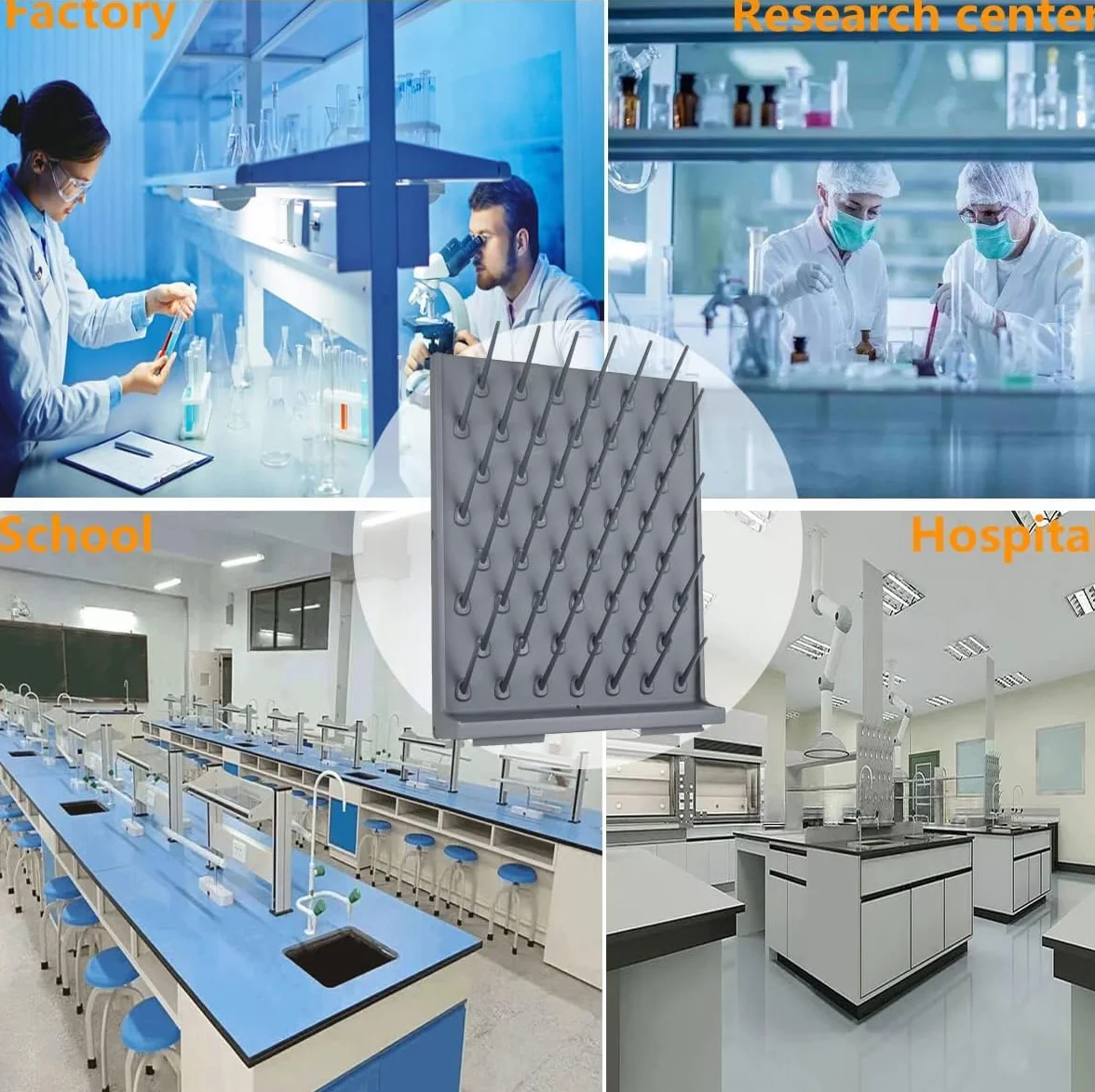 Estante Secado Laboratorio 52 Clavijas, Estante CristaleríA Laboratorio Rejilla Secado CristaleríA Material PP, Clavijas Desmontables Independientes/Montaje en Pared Rejilla Secado