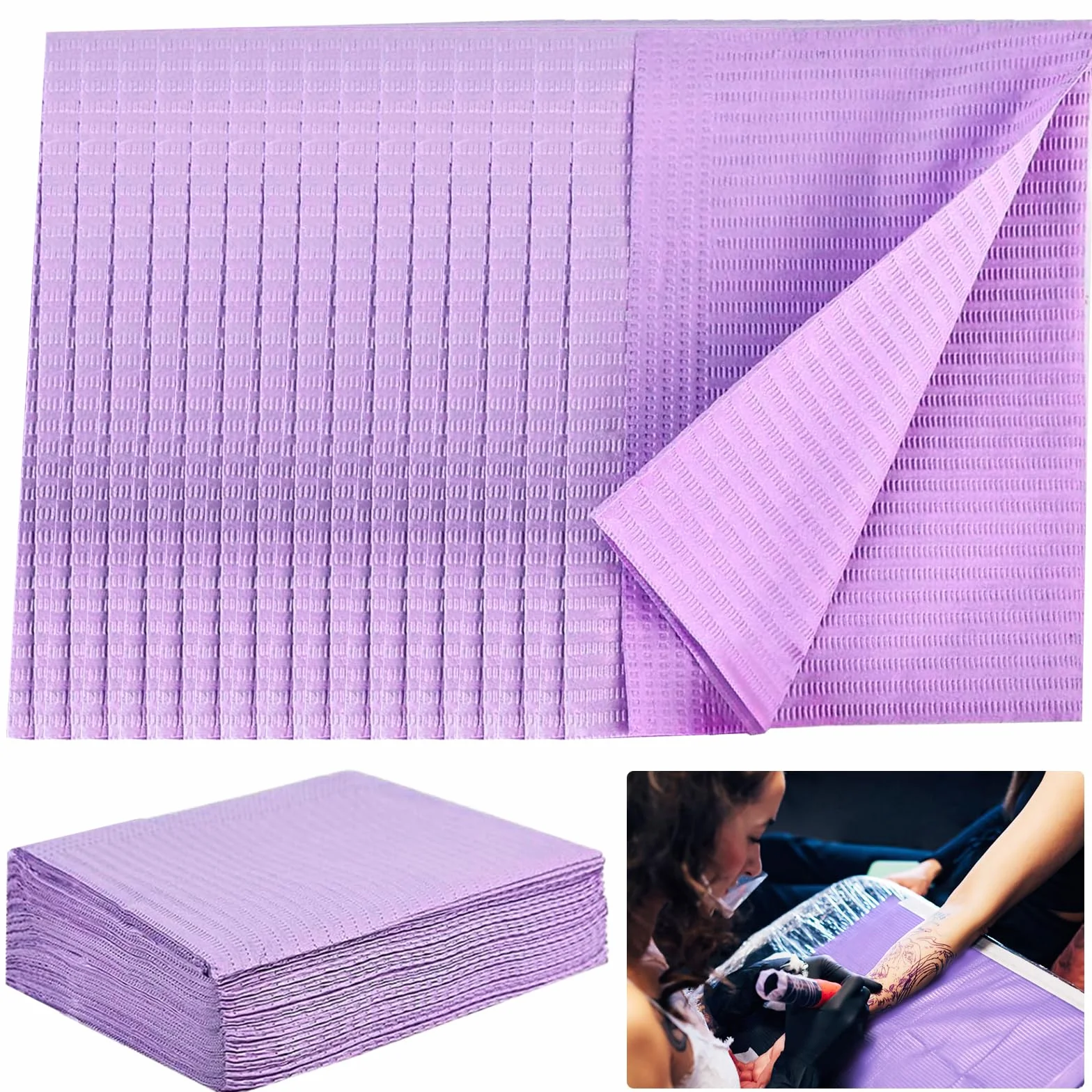 Baberos Dentales, 50pcs Baberos Desechables, Desechables Para Tatuajes 33 X 45 Cm, Tatuajes Impermeables Baberos, Baberos De Tatuaje, Cubiertas para Bandejas Mesa De Tatuaje, Dentales para Pacientes