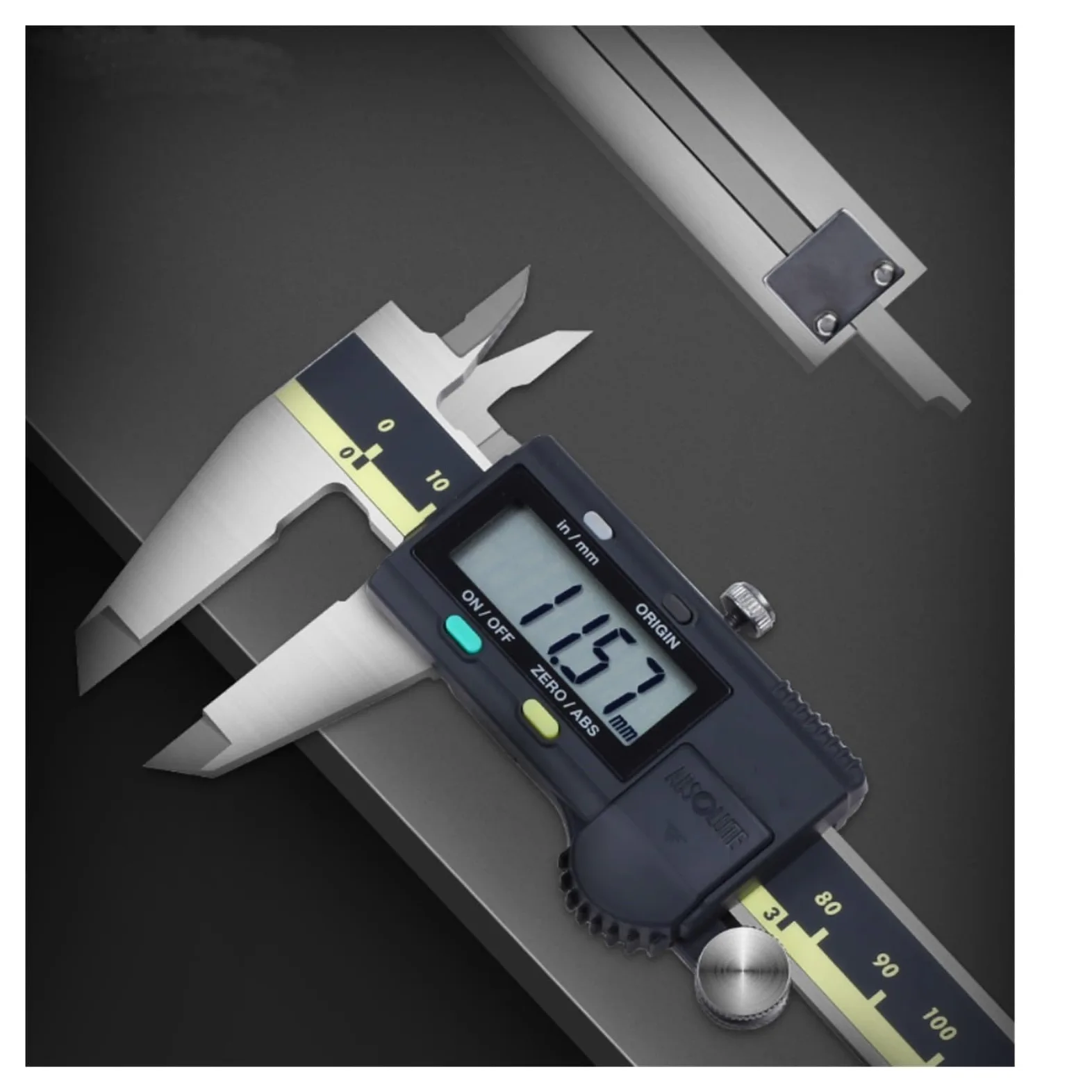 Pies de Rey Calibrador Vernier con Esfera Digital LCD, Herramientas de Regla Manual medición electrónica 150mm, 200mm y 300mm Acero Inoxidable(150mm 500-196-30)